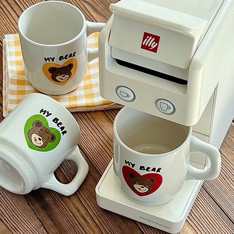 《3584》ins風可愛愛心小熊陶瓷馬克杯300ML