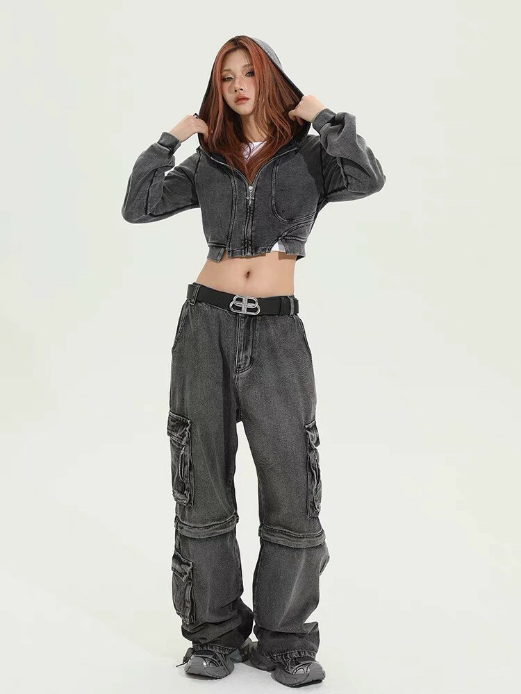 拉鍊水洗短款外套