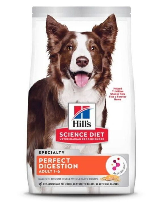 希爾思™寵物食品 狗糧 成犬1-6 完美消化 (三文魚、全燕麥及糙米) 標準粒成犬狗糧 3.5LB