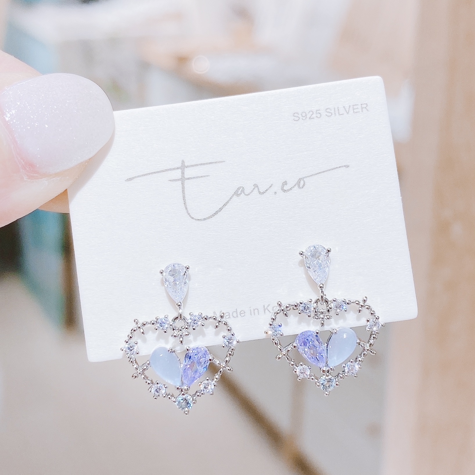 愛心花圈水晶拼蛋白石 #E232