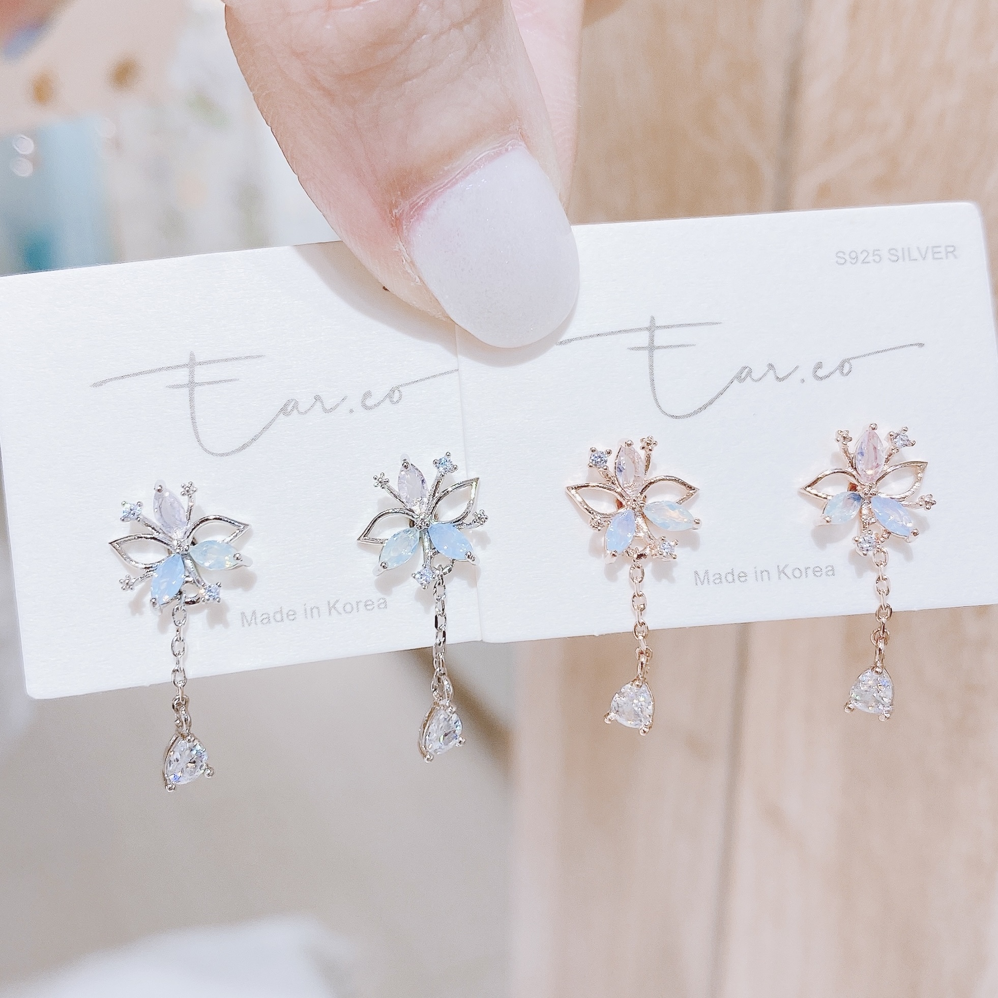 彩色小花短款水滴 #E231