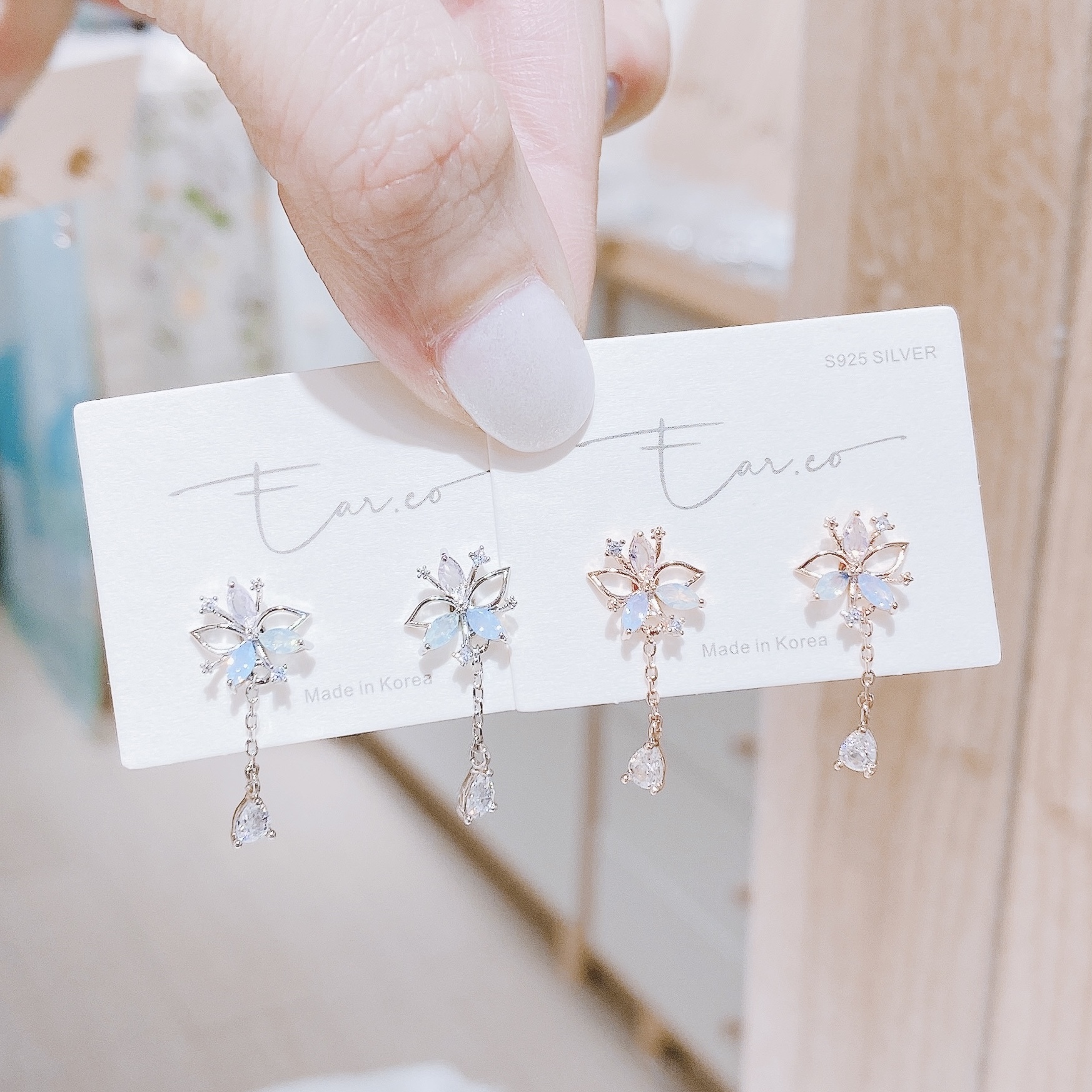 彩色小花短款水滴 #E231