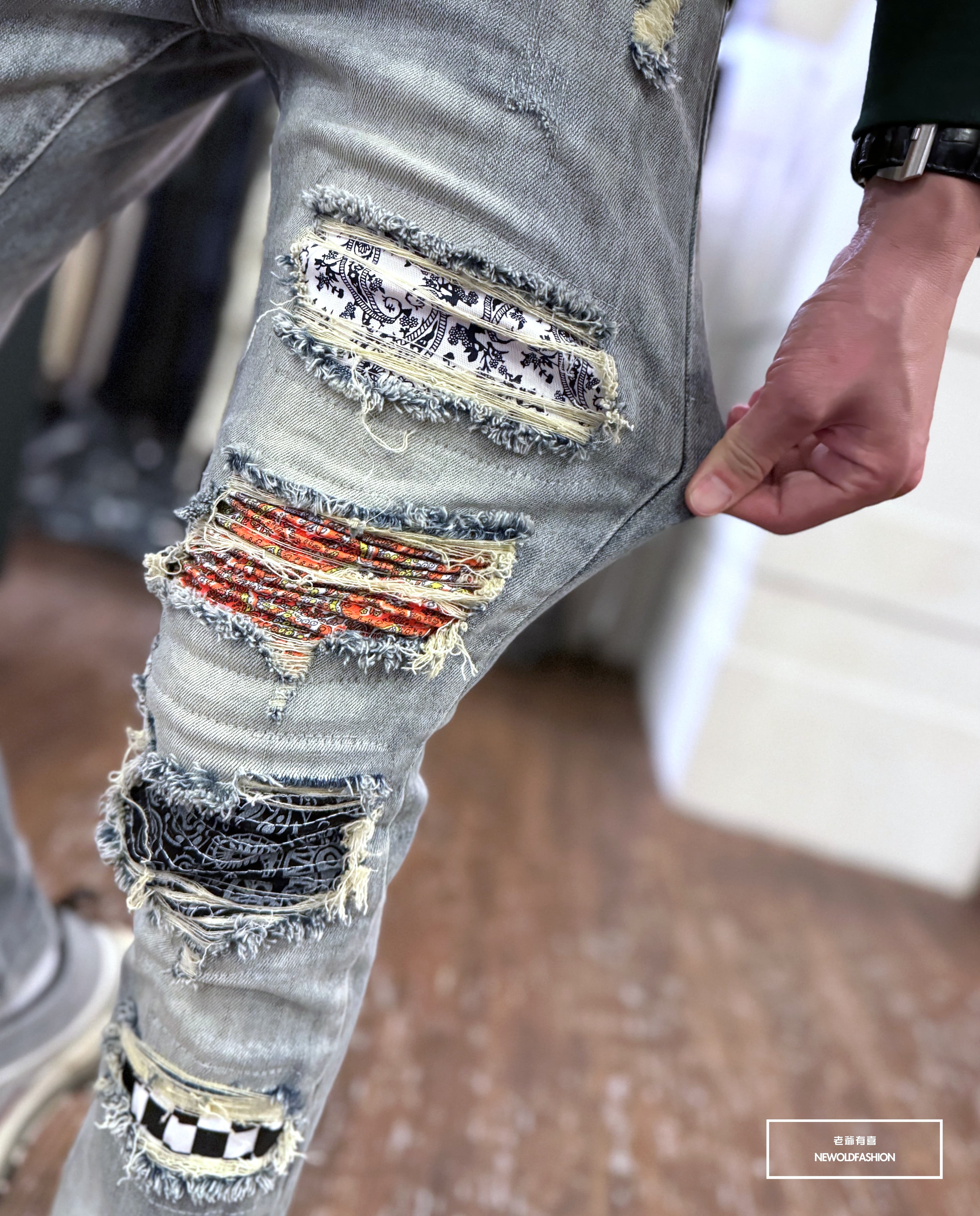 『新品上市』重磅多彩變形蟲格紋補丁小直筒(NOF24015828)