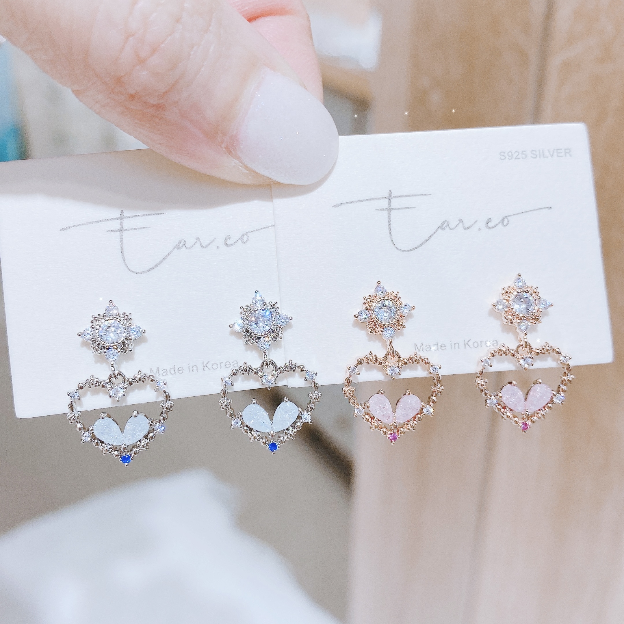 小菱形垂釣拼色愛心圈 #E227