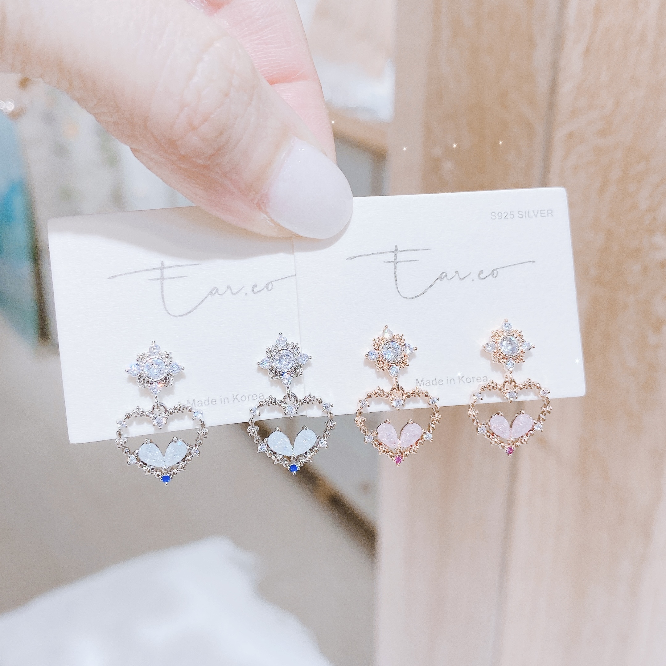 小菱形垂釣拼色愛心圈 #E227