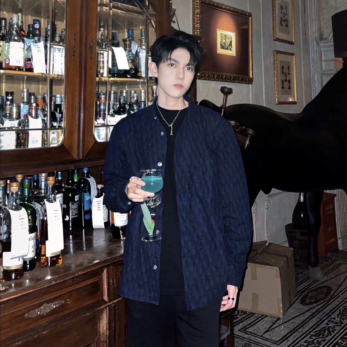 <超哥同款>Dior Oblique 滿版絲絨襯衫外套