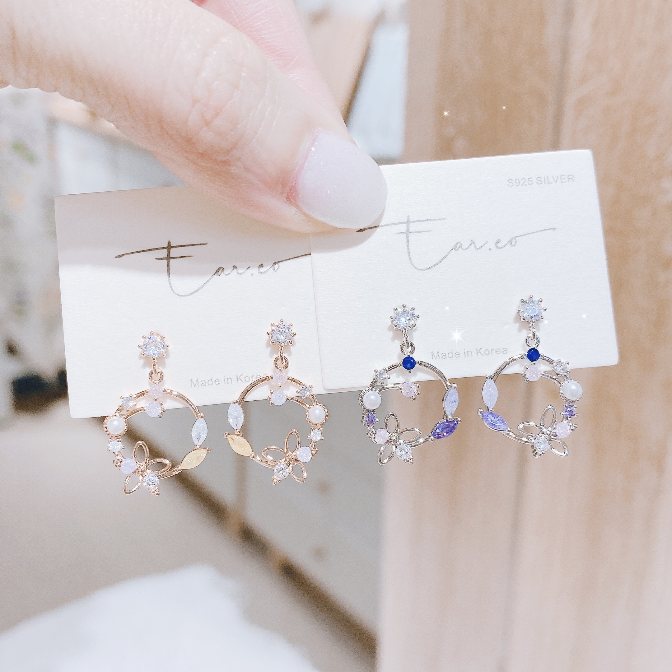 垂釣小花水晶珍珠花圈 #E223