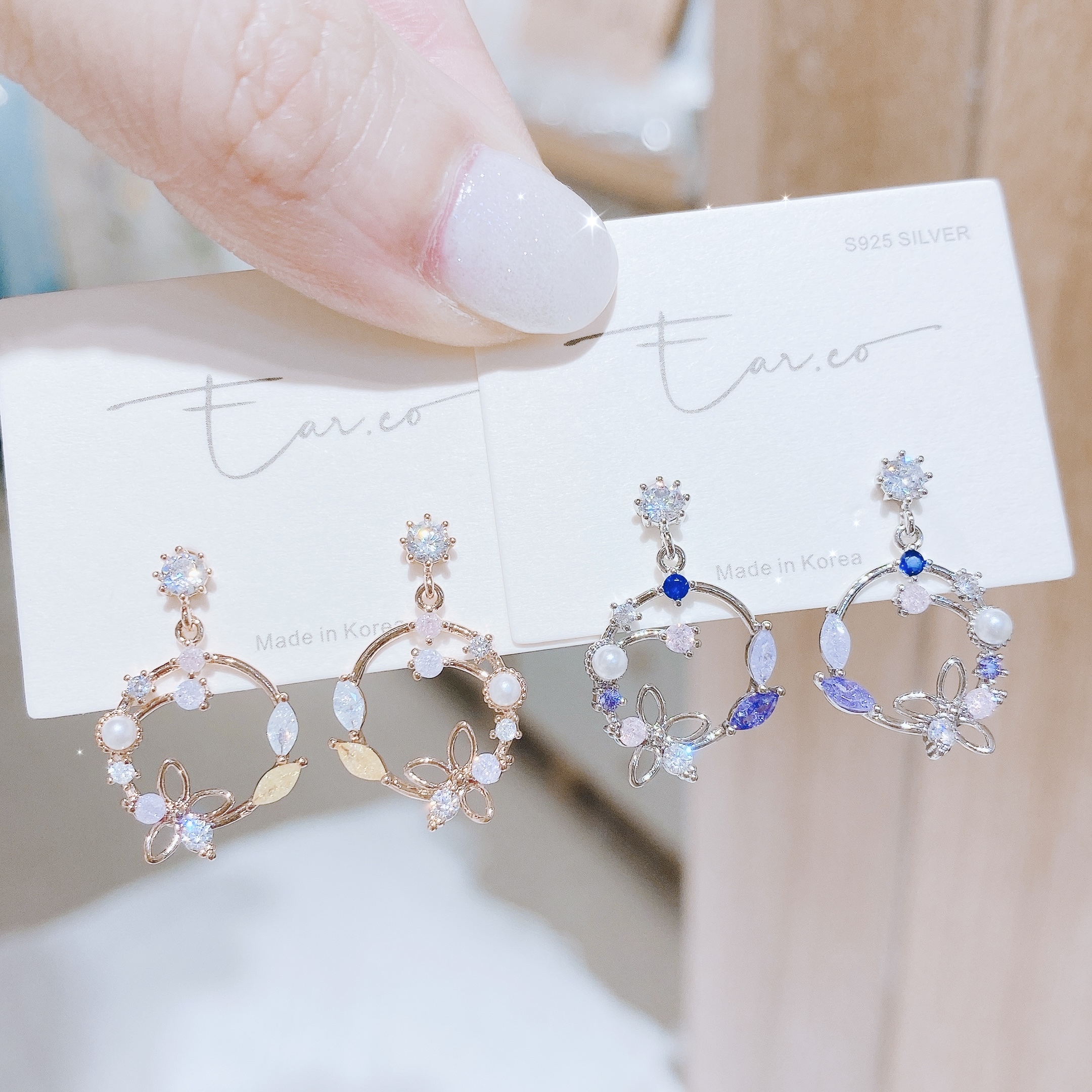 垂釣小花水晶珍珠花圈 #E223