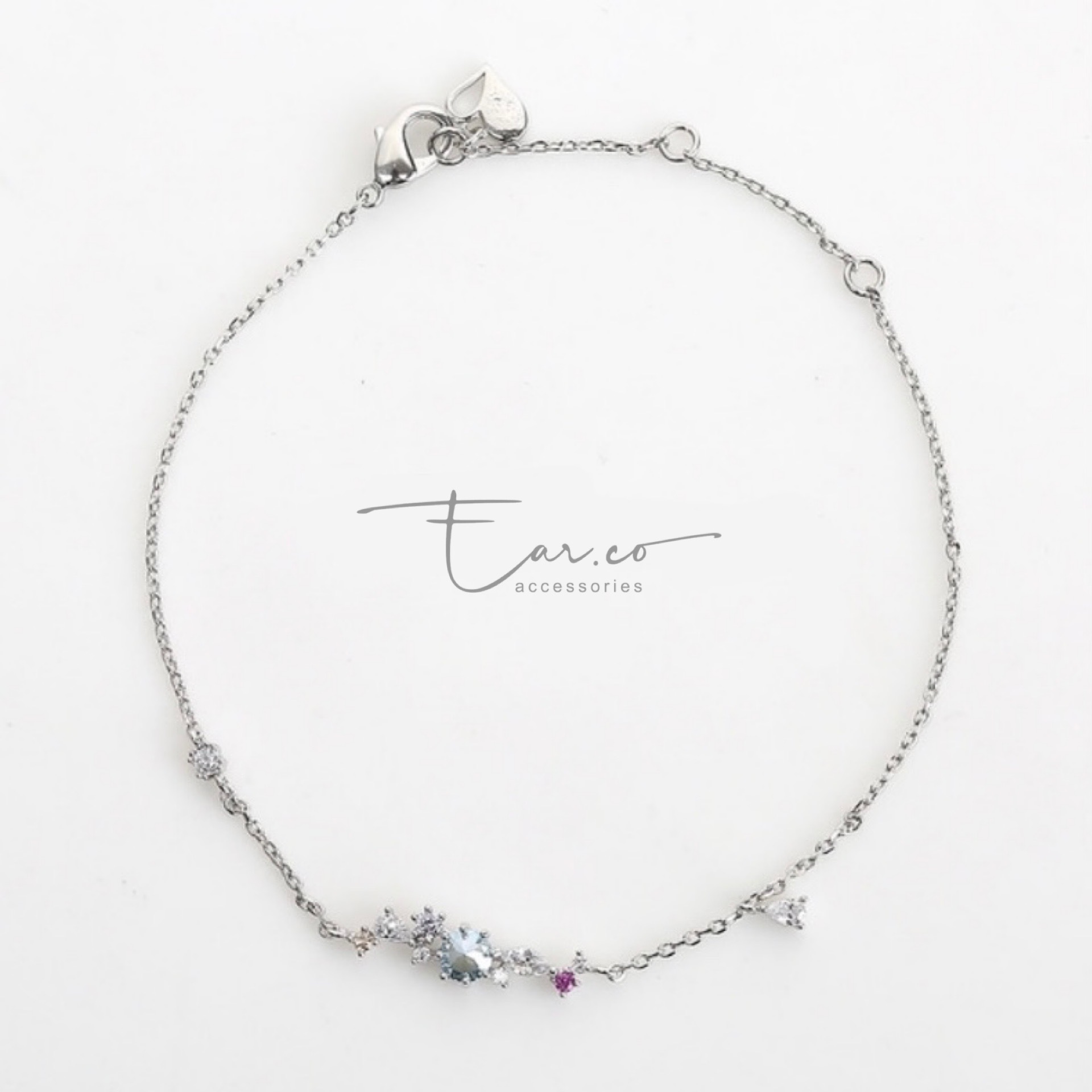 一排水晶星芒水滴手鍊 #E215