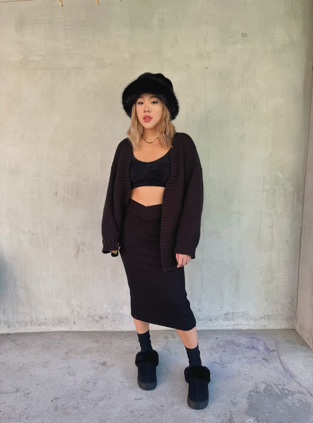 美式粗針織開衫外套