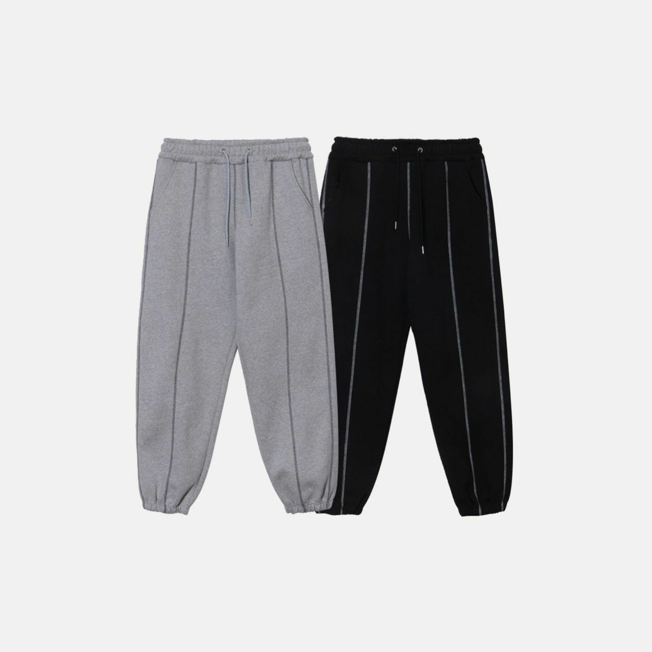 淨色明線棉質束腳運動褲(薄抓毛底) PEPPER-009P