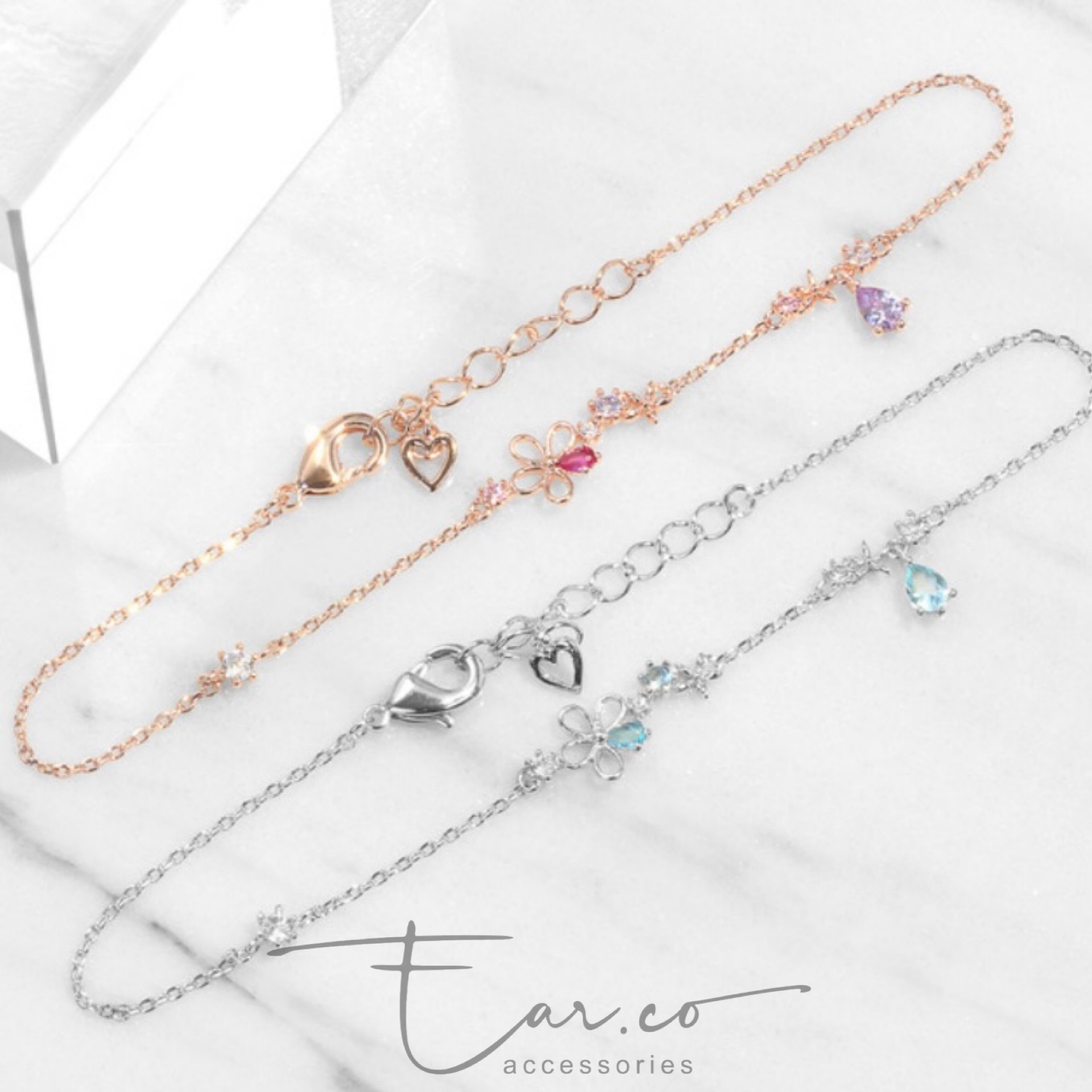 小菊花垂釣閃石小花手鏈 #E213