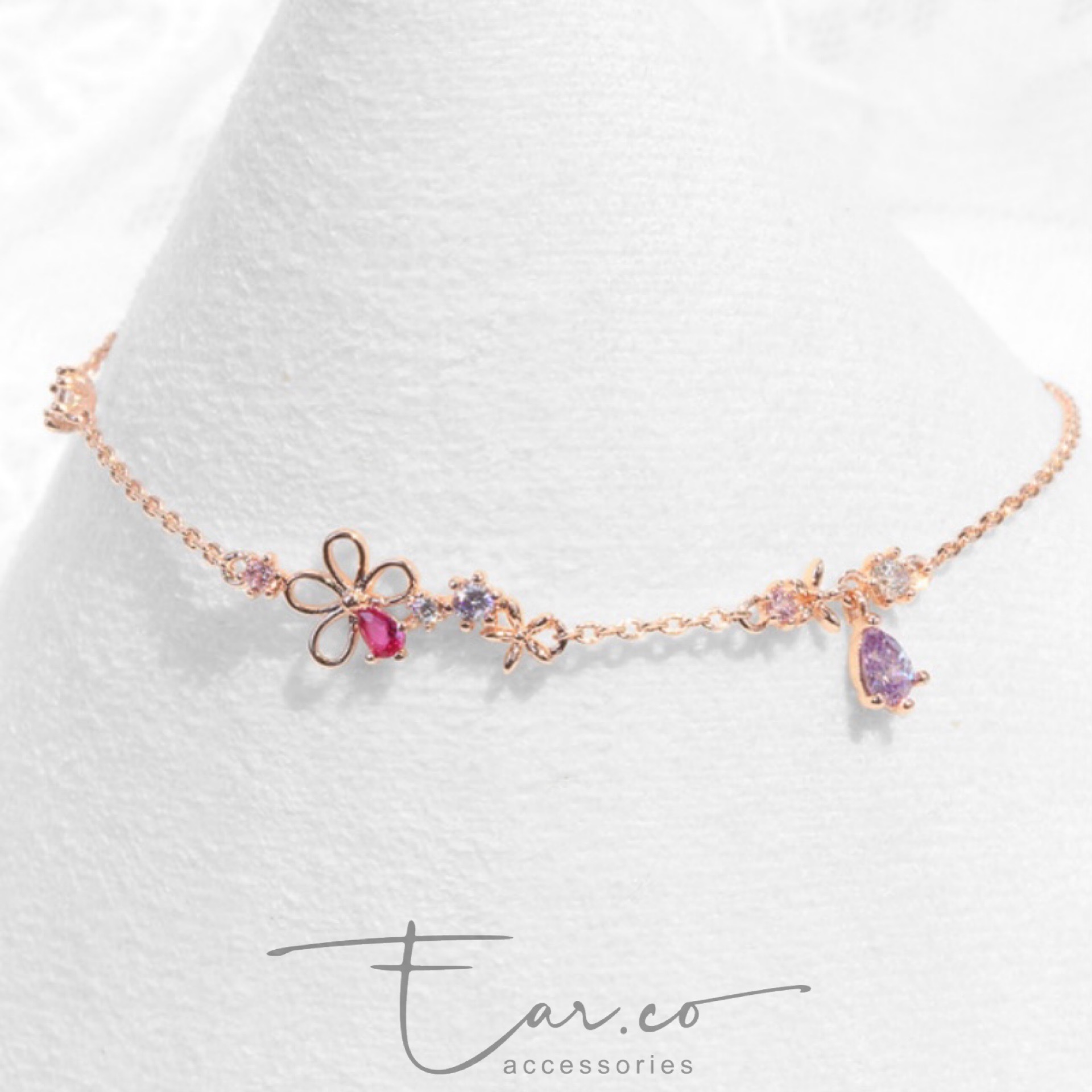 小菊花垂釣閃石小花手鏈 #E213