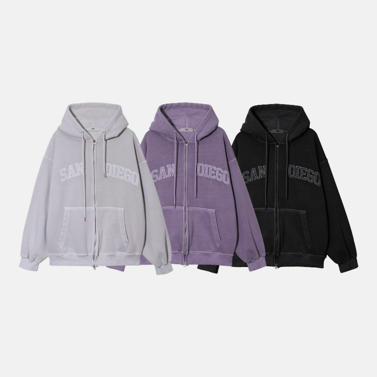 淨色英文字連帽拉鍊外套(薄抓毛底) PEPPER-011JK