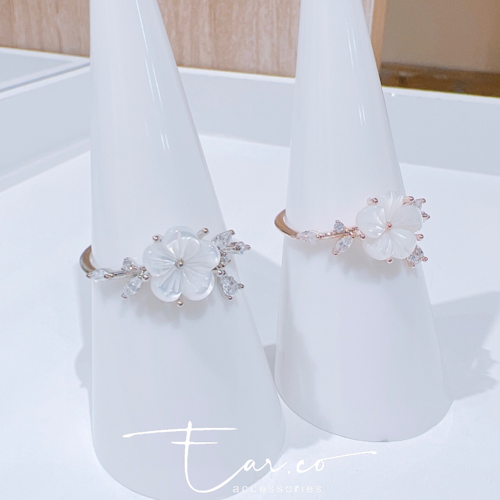 天然貝殼梅花樹垂釣閃石開口尾戒 #E209