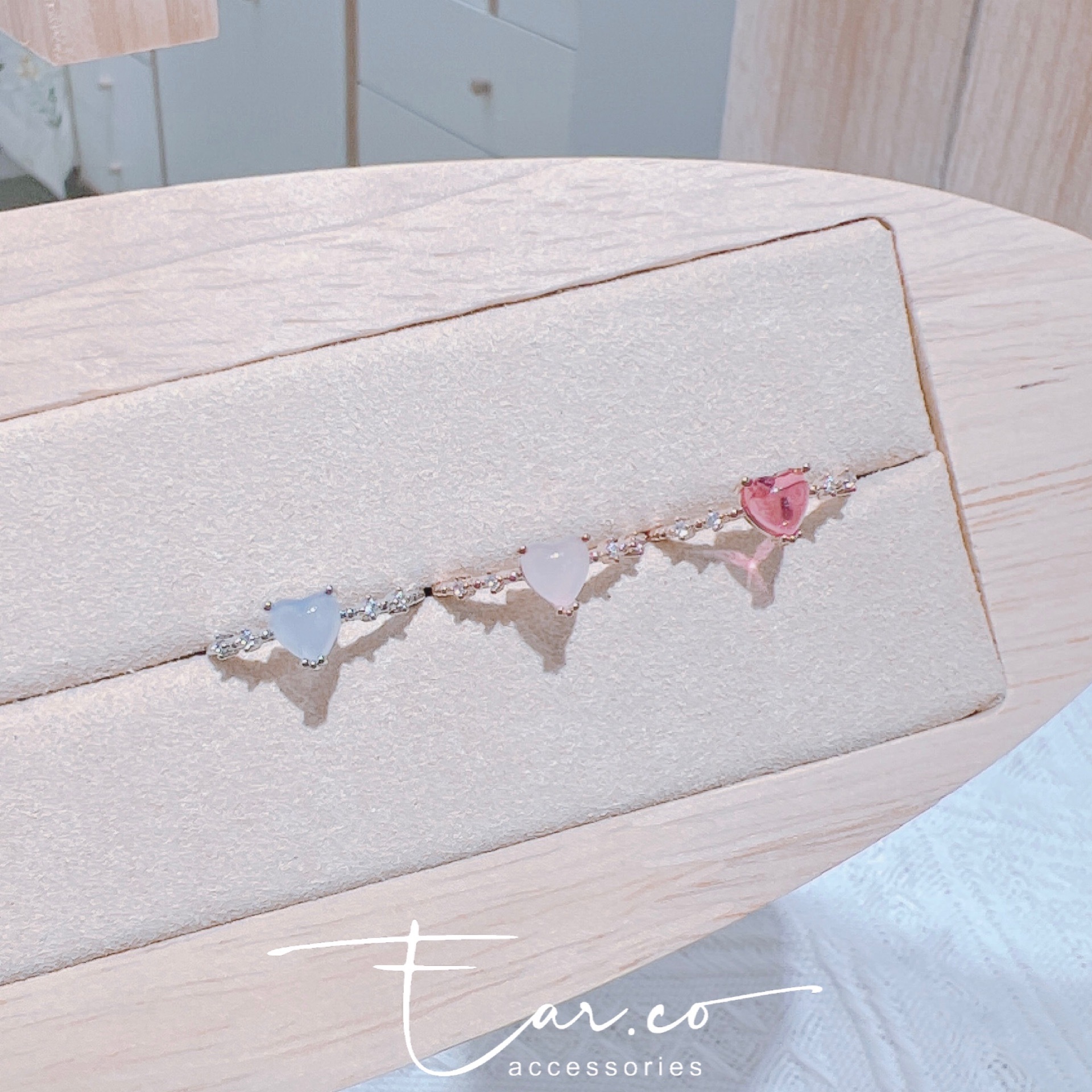 蛋白石三爪愛心尾戒 #E207