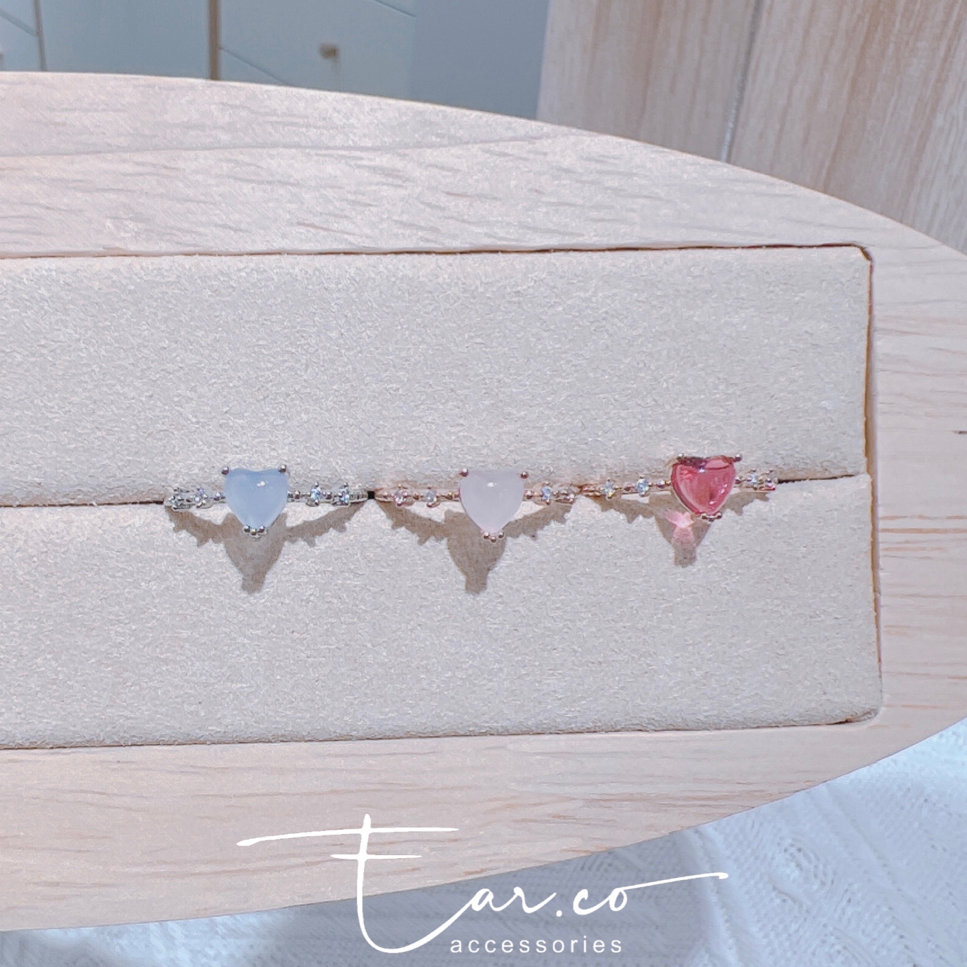 蛋白石三爪愛心尾戒 #E207