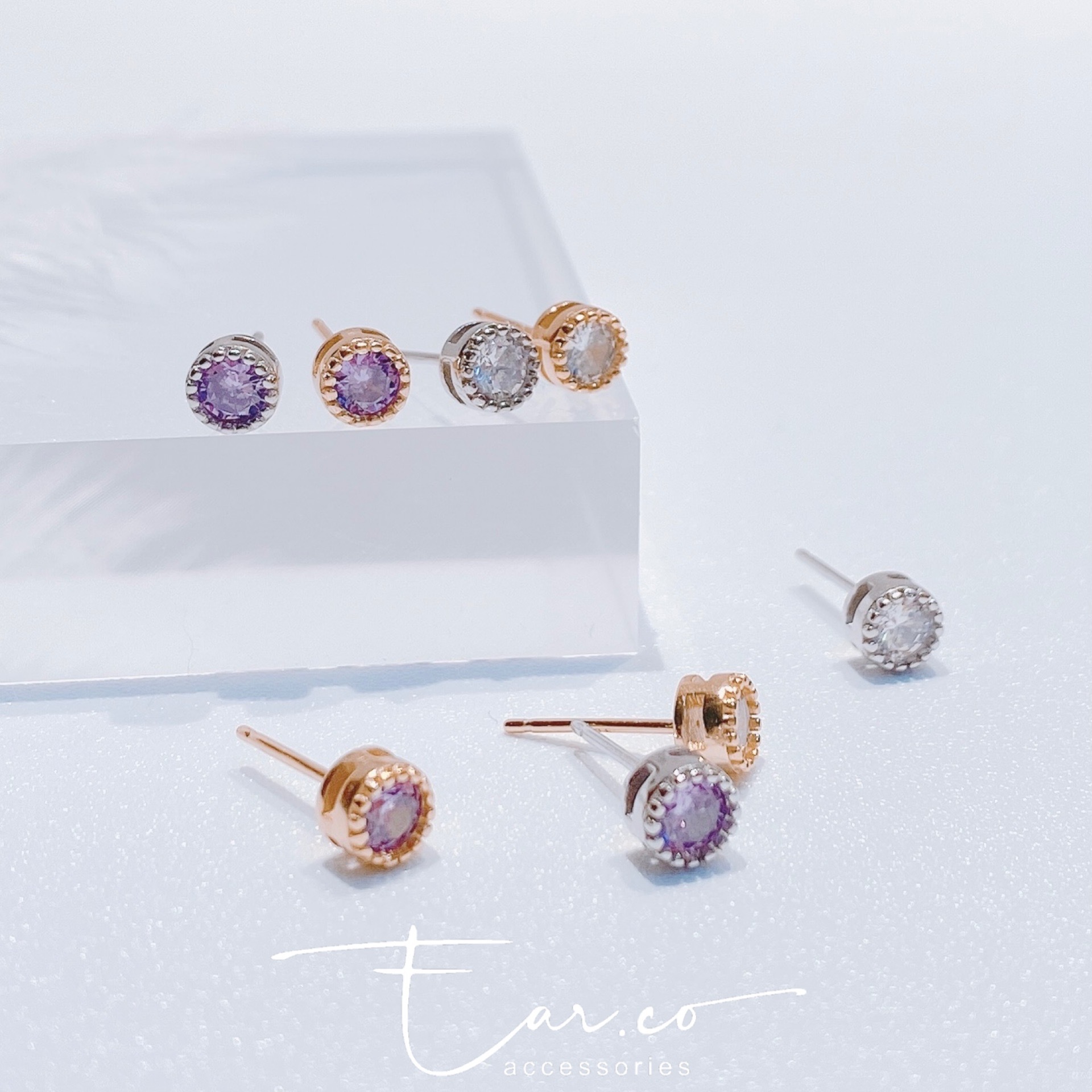 鑲嵌包邊純銀小圓鑽 #A841