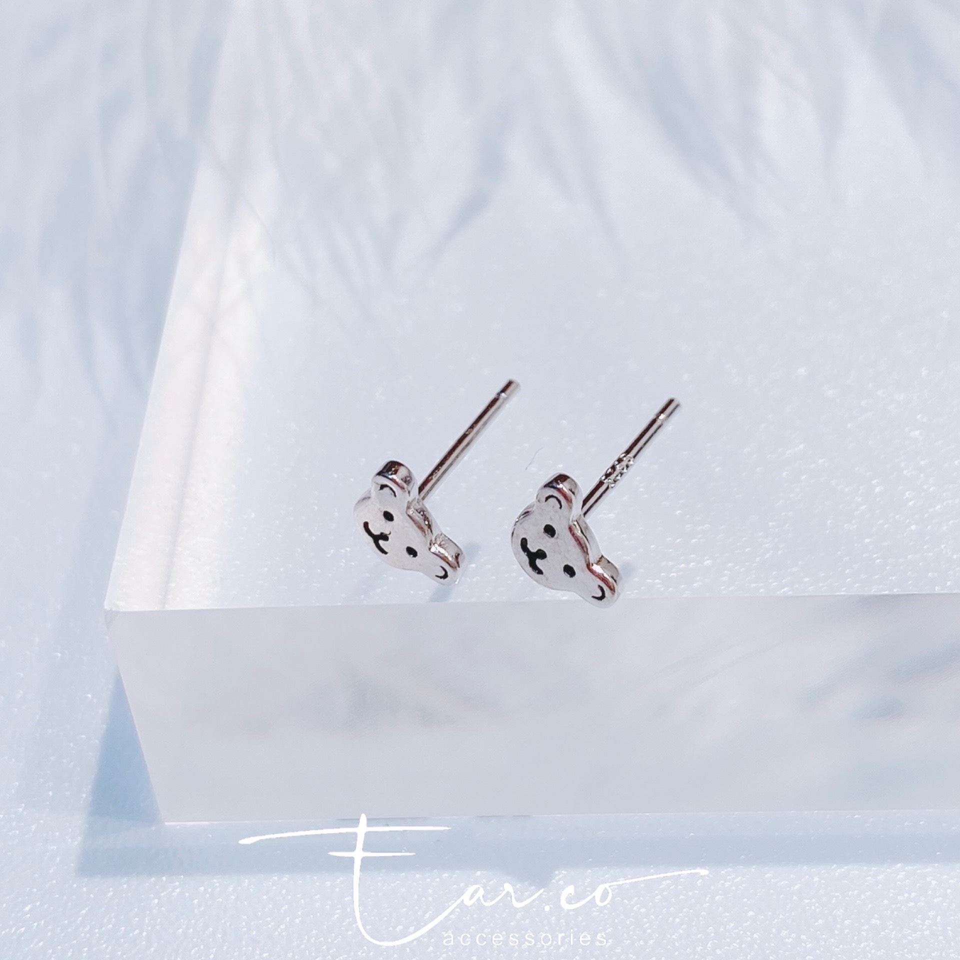 超迷你貼耳純銀小熊頭 #A839