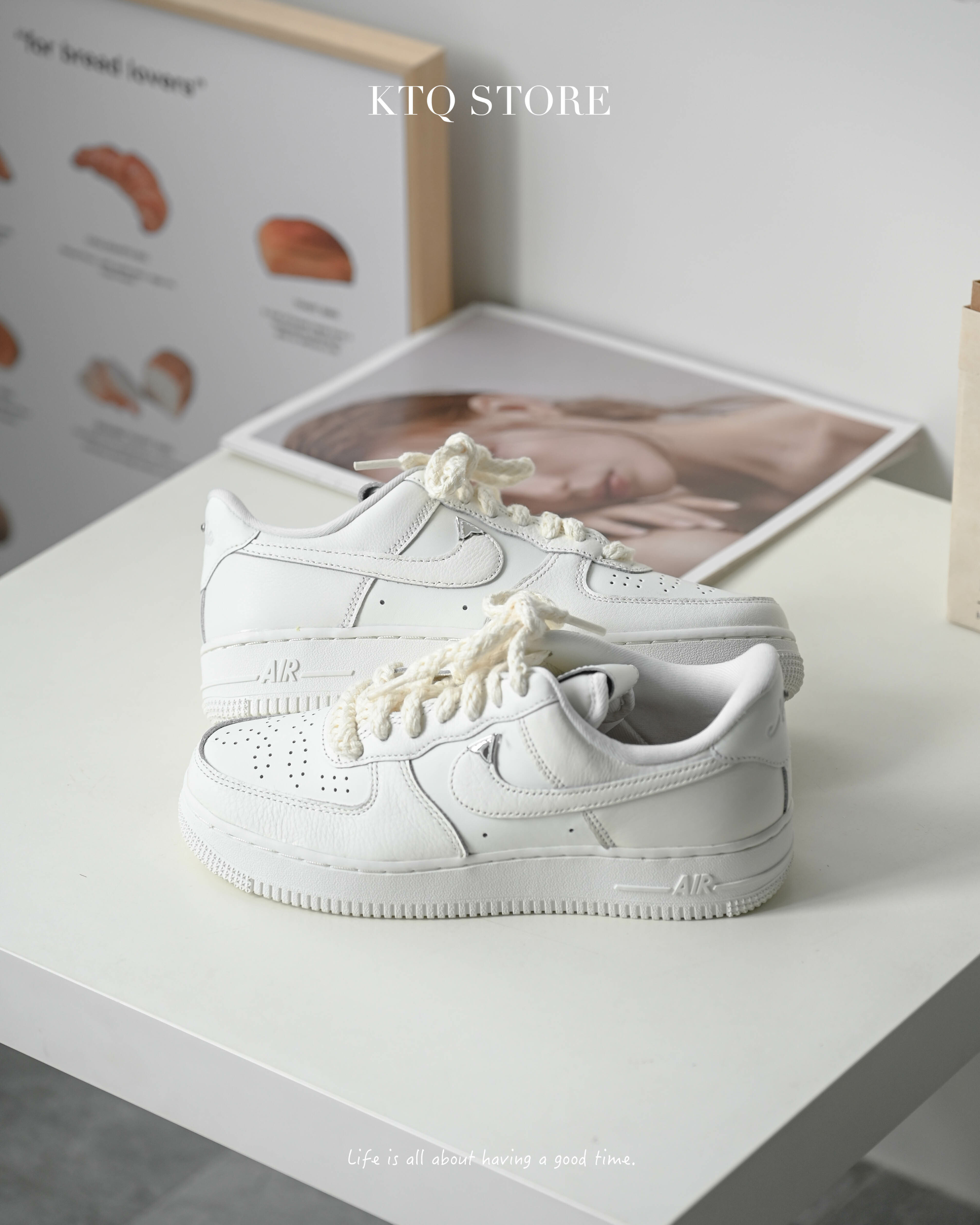 KTQ STORE ‧ Nike Air Force 1 Low "Sail" 奶油白 銀邊勾 FJ4559-133