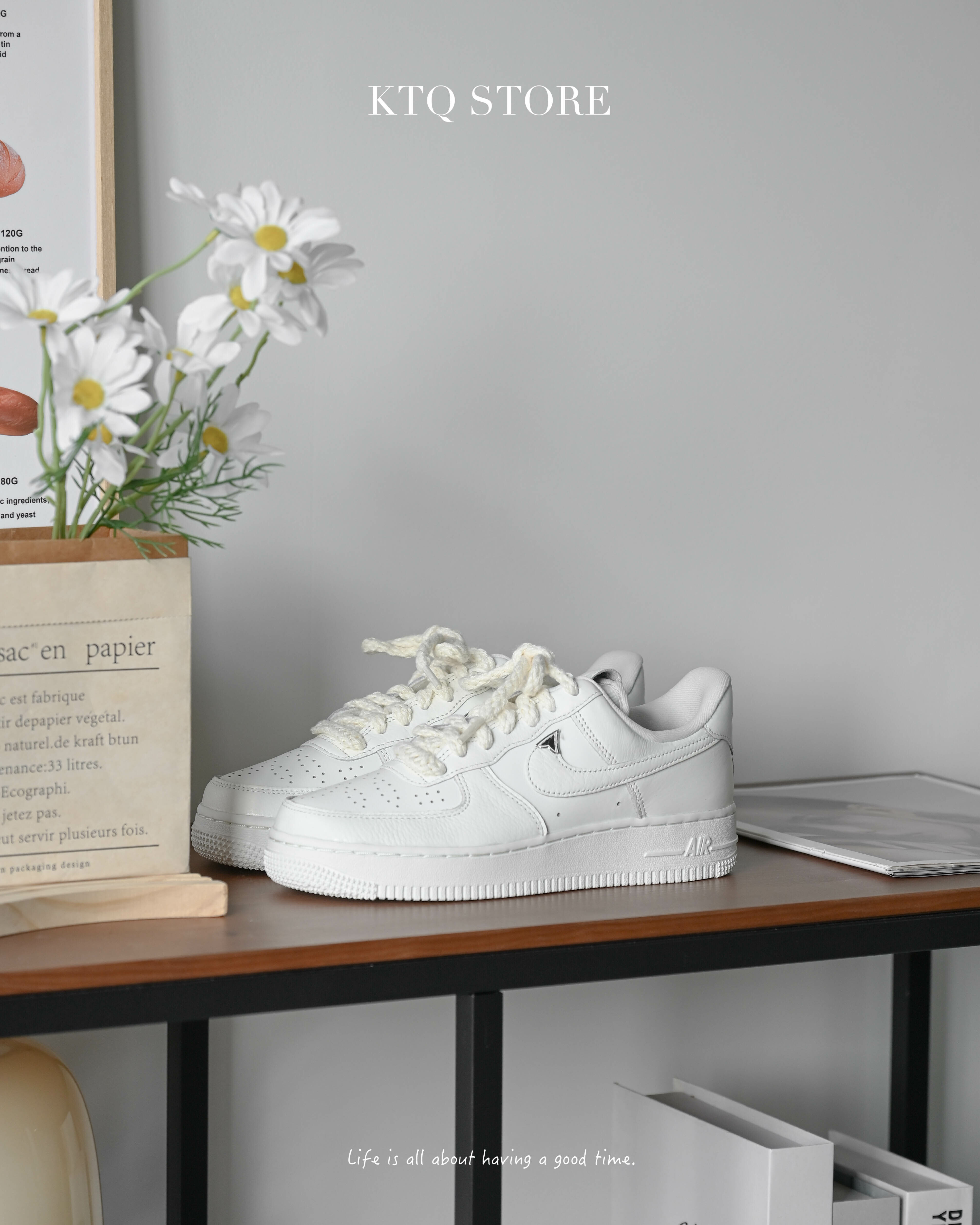 KTQ STORE ‧ Nike Air Force 1 Low "Sail" 奶油白 銀邊勾 FJ4559-133