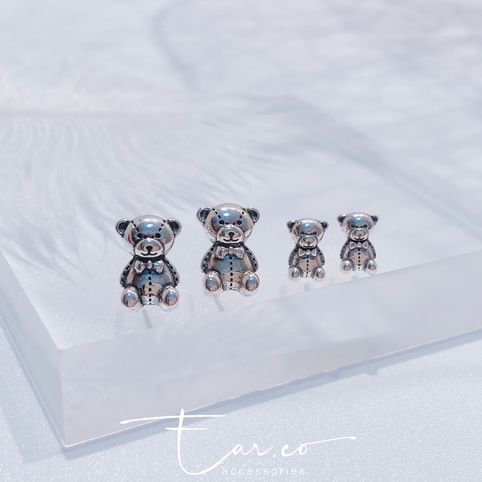 復古立體可愛純銀小熊 #A833