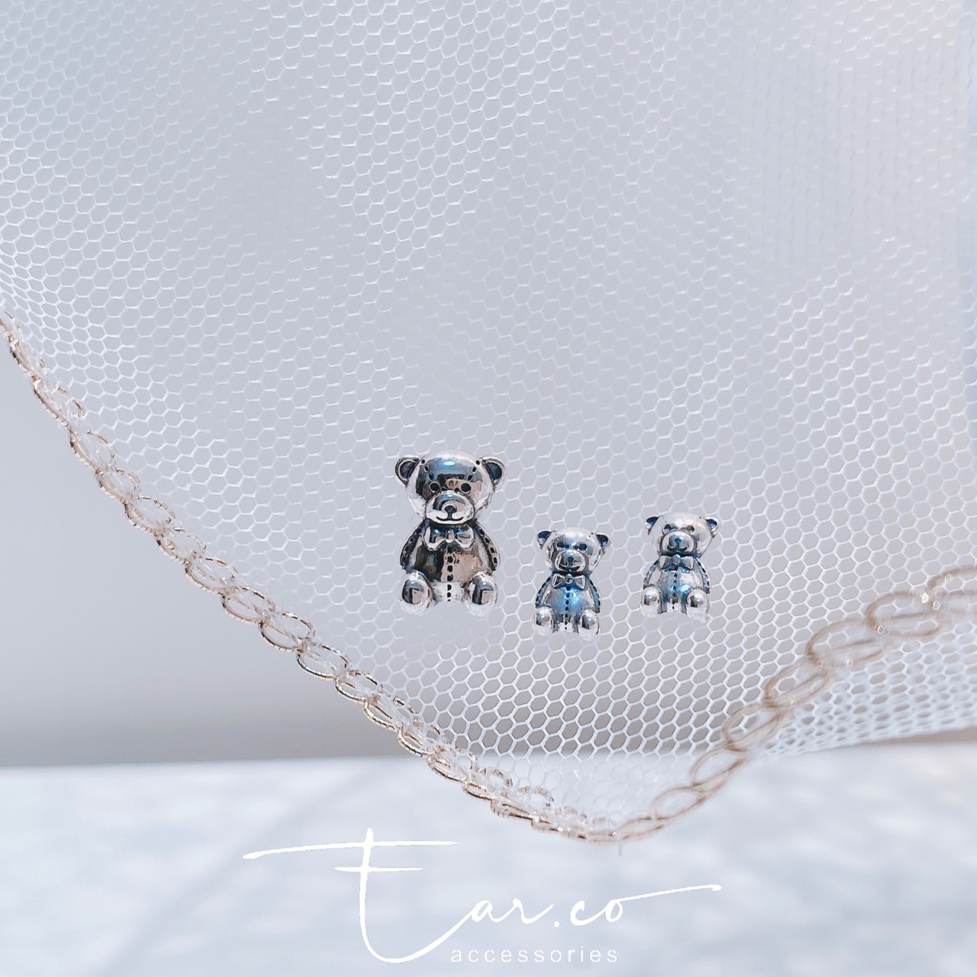 復古立體可愛純銀小熊 #A833