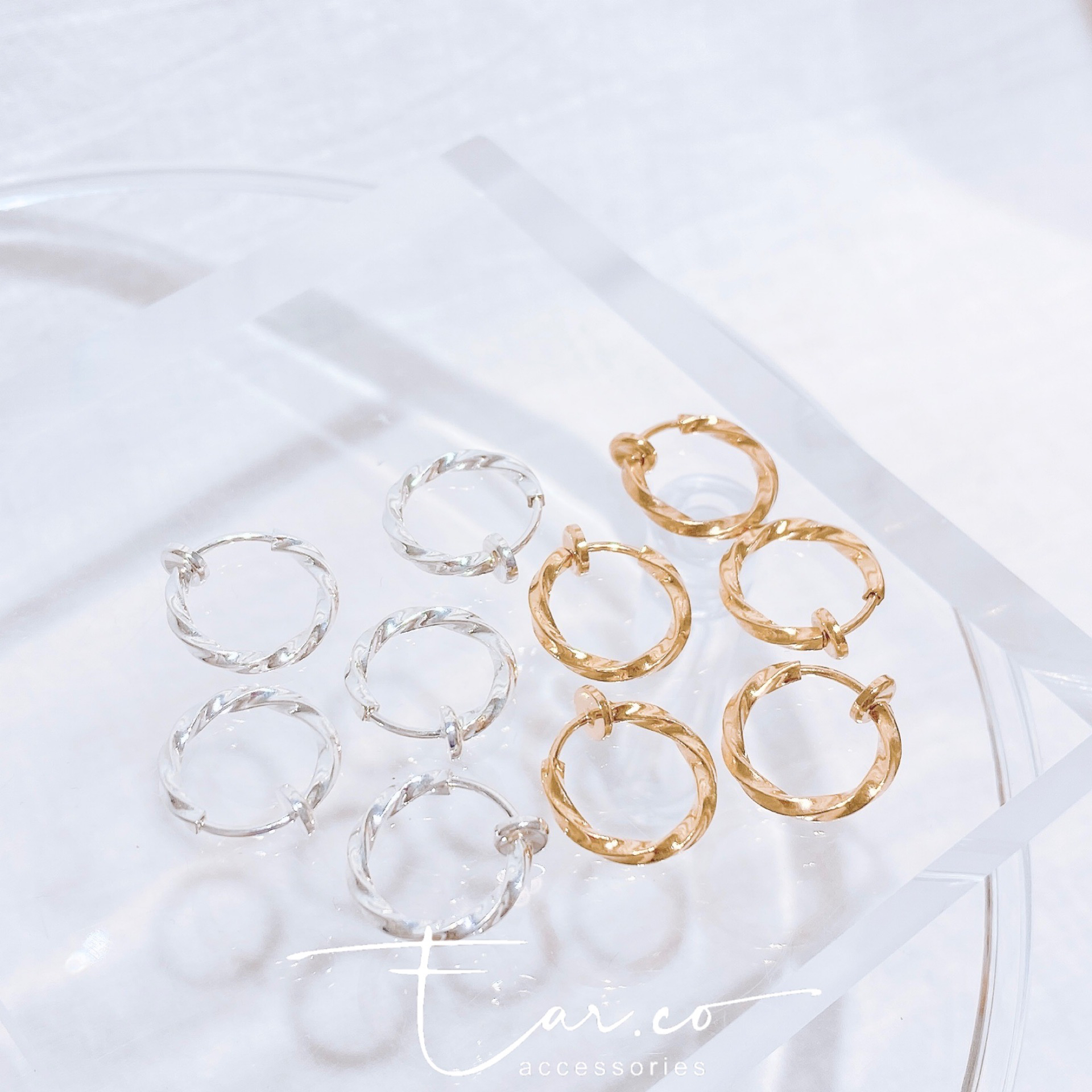 波浪扭扭小圈耳夾 #A827