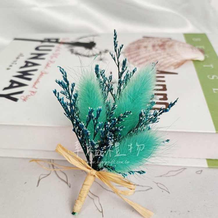 蒂芬妮兔尾草乾燥花胸花,Rabbit Tail Preserved Flower Corsage