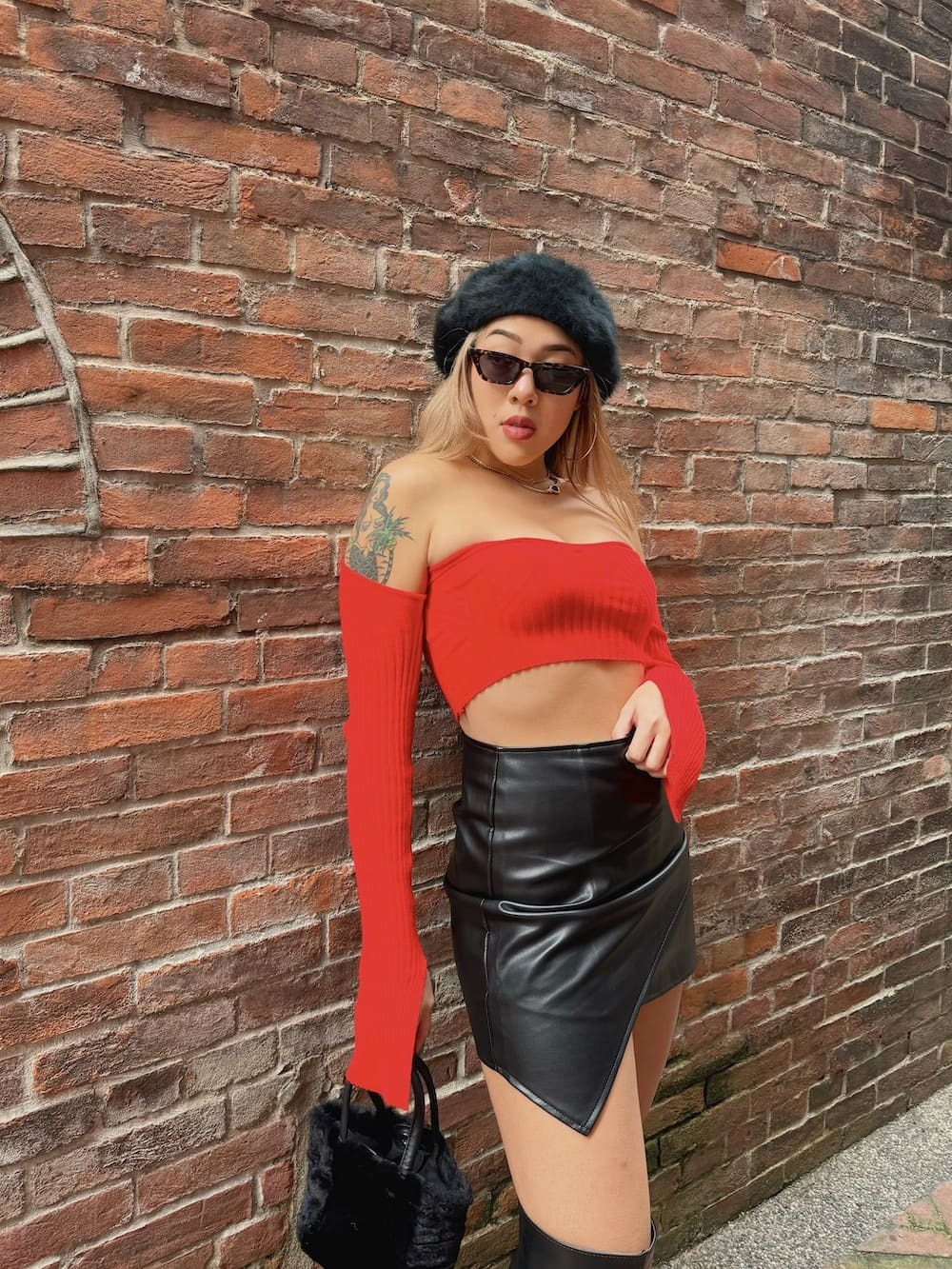 不規則皮質短裙