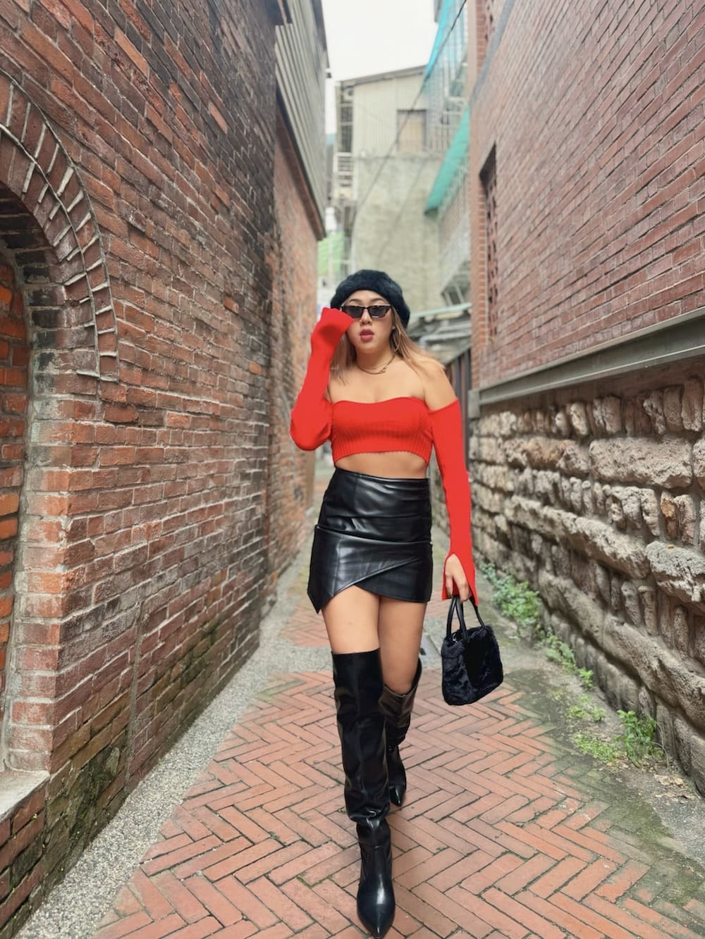 美式辣黑寬筒長靴