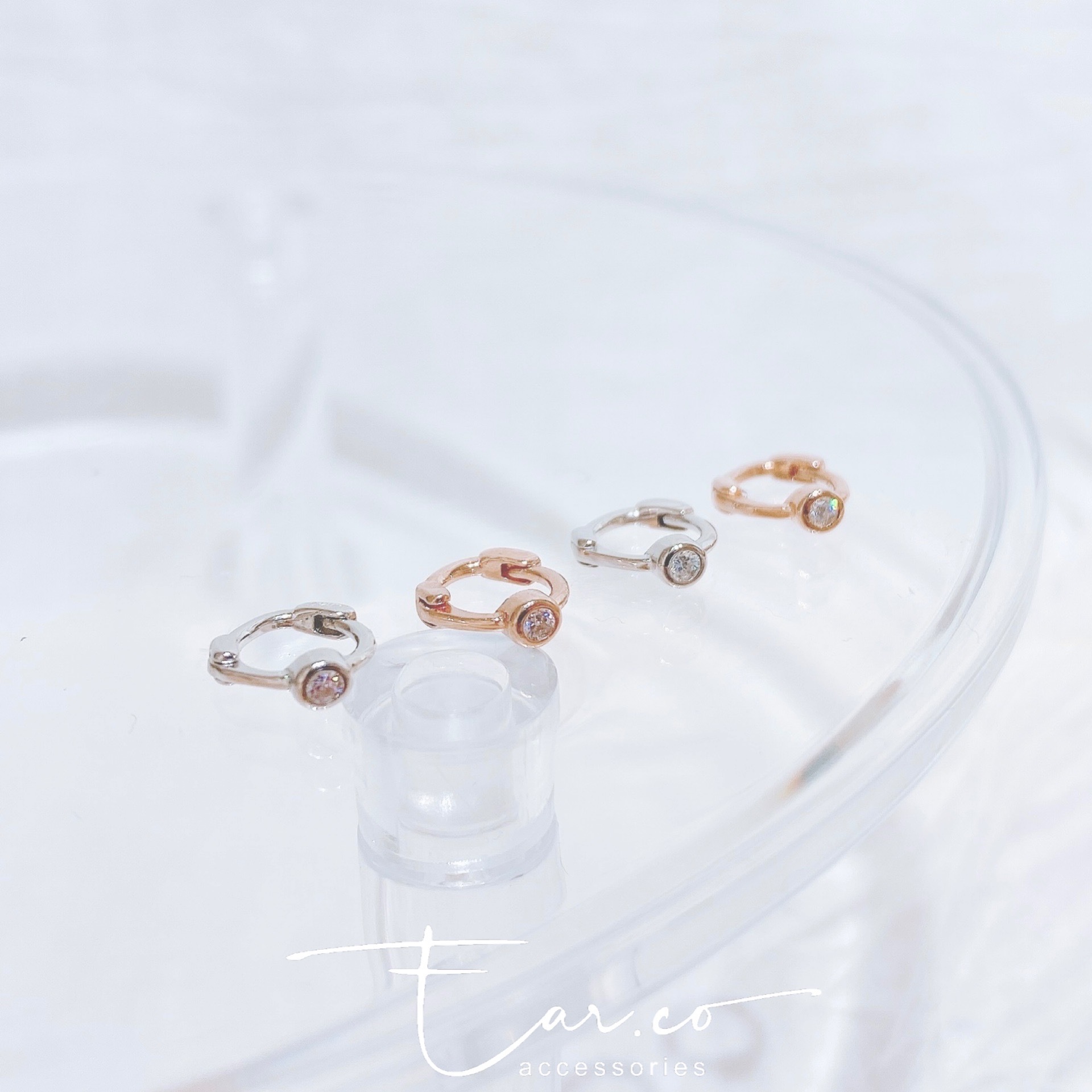 單鑽迷你純銀小耳圈 [睡覺不用脫! ] #A820