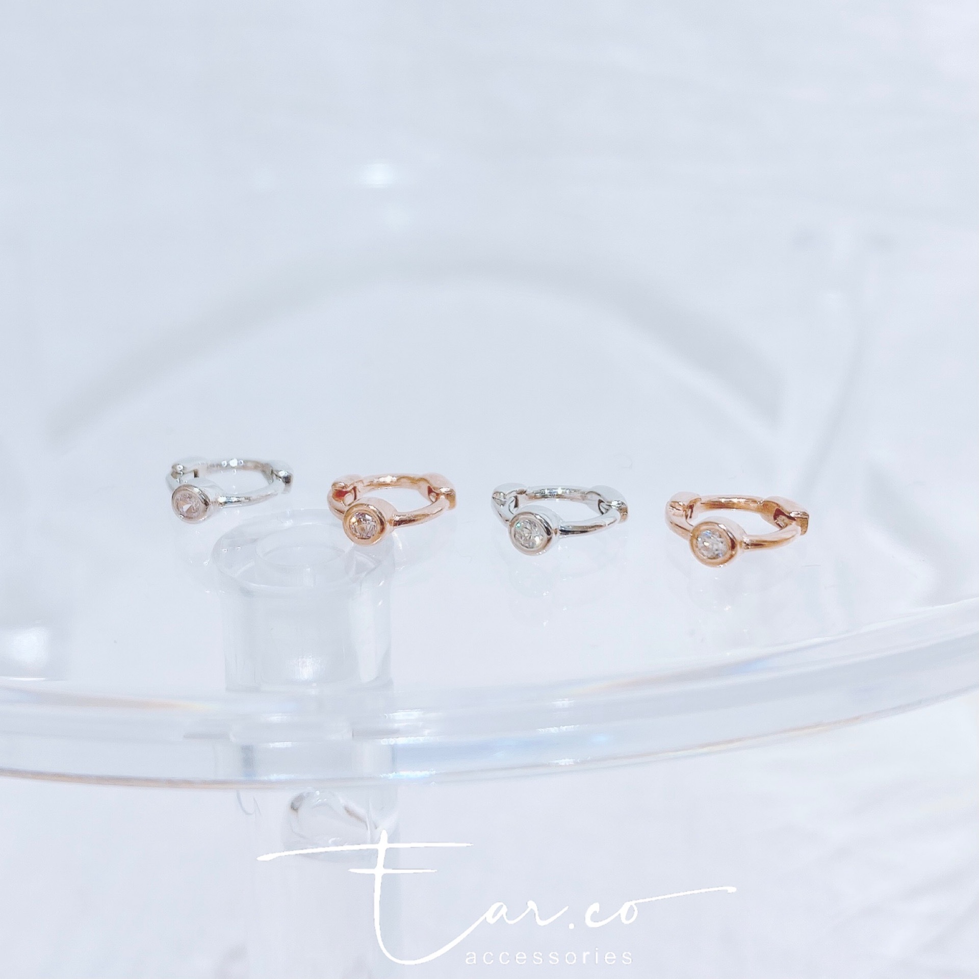 單鑽迷你純銀小耳圈 [睡覺不用脫! ] #A820