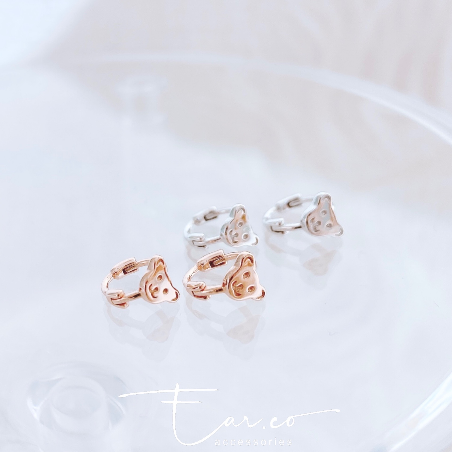 可愛小熊純銀耳圈 [睡覺不用脫! ] #A817