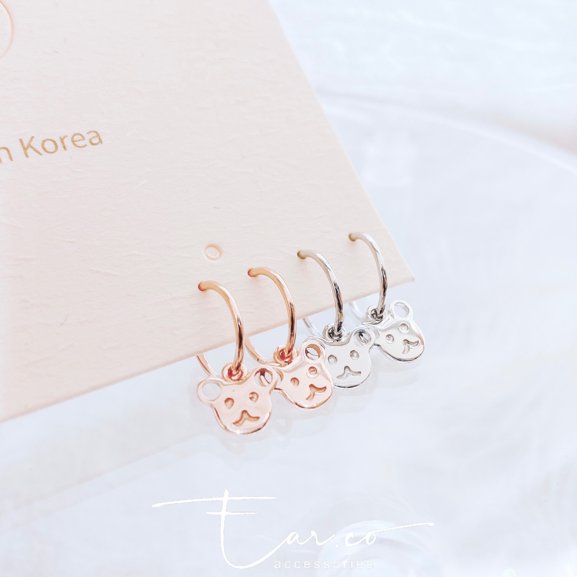 小熊垂釣純銀耳圈 [睡覺不用脫! ] #A812