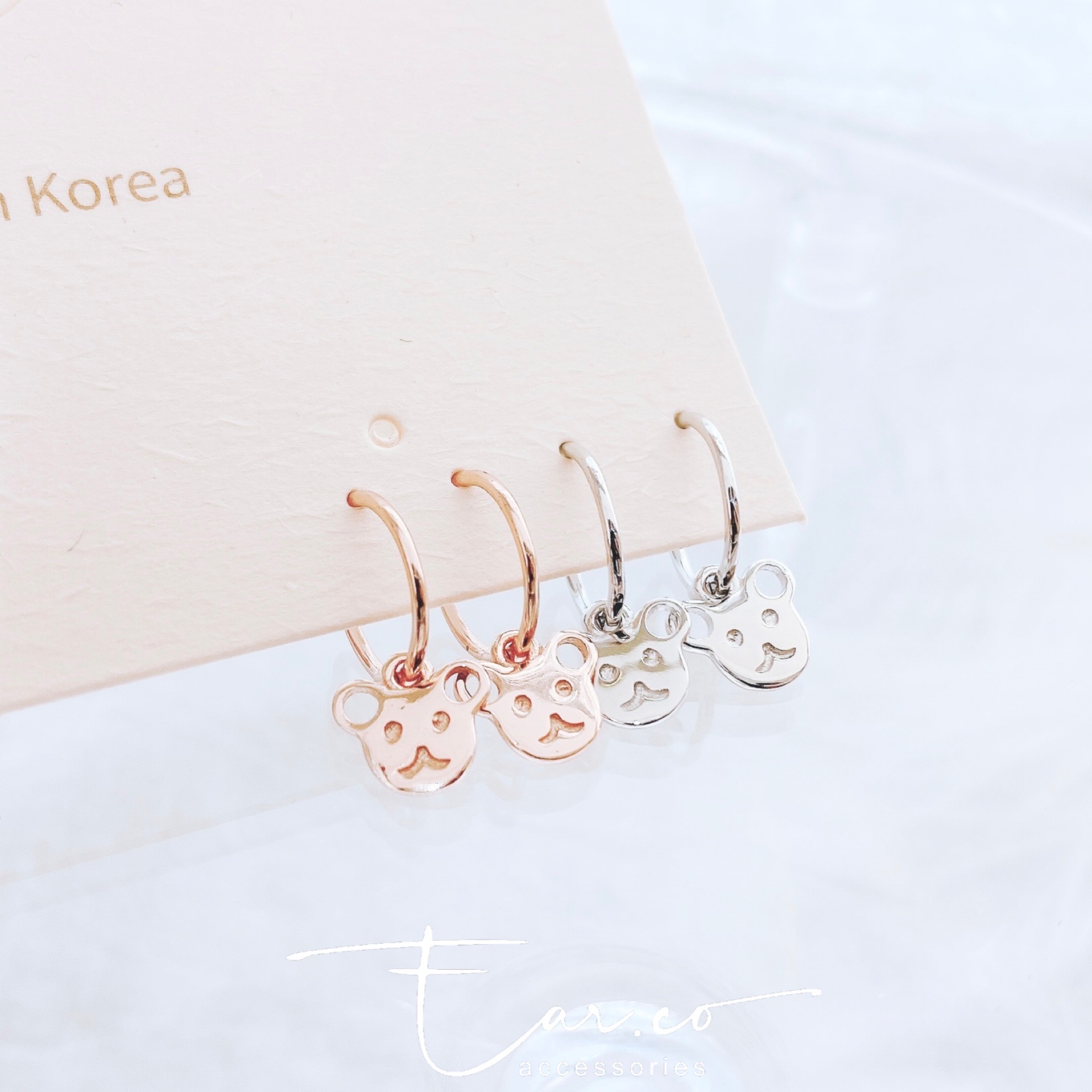 小熊垂釣純銀耳圈 [睡覺不用脫! ] #A812