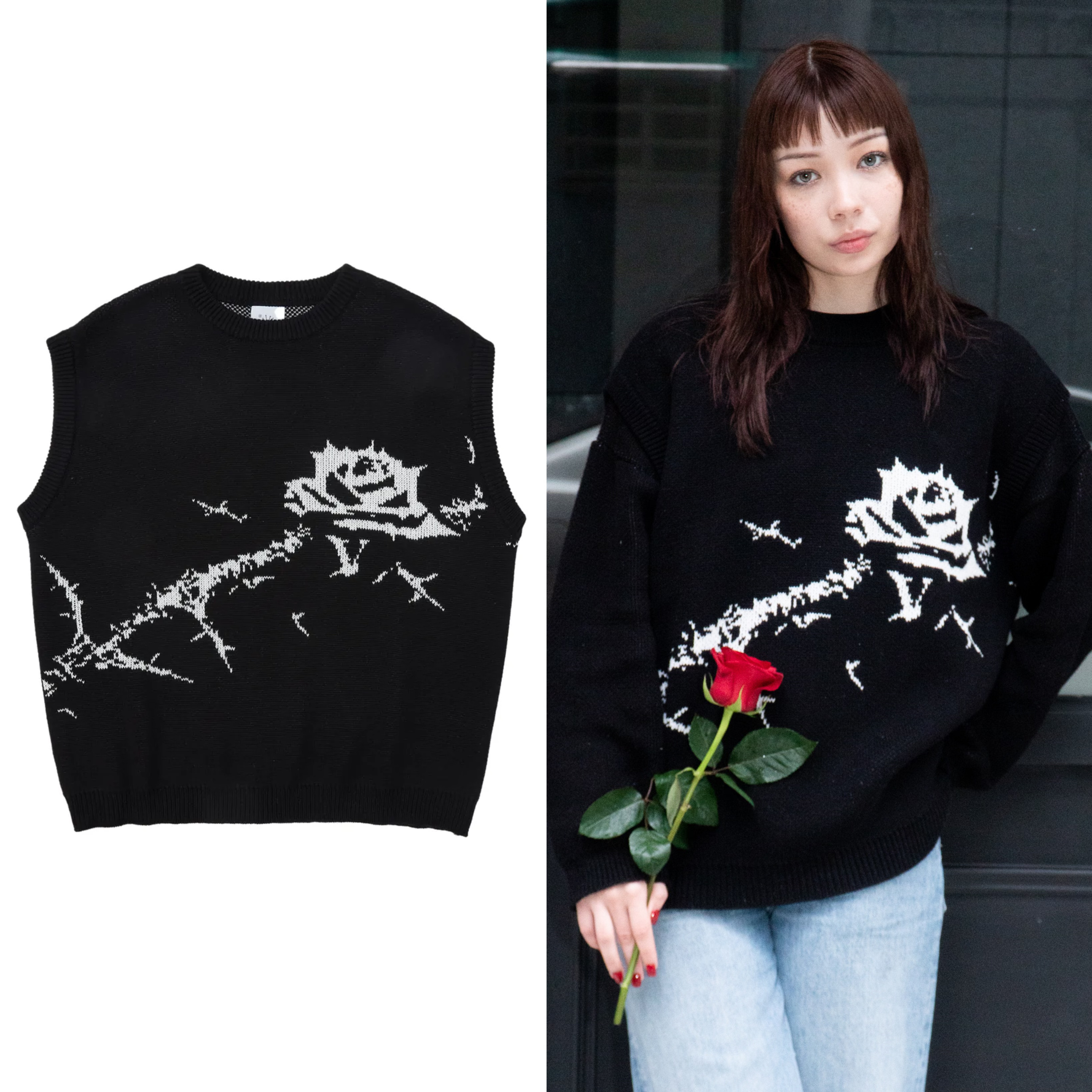 VIRUSWORLD 玫瑰針織背心