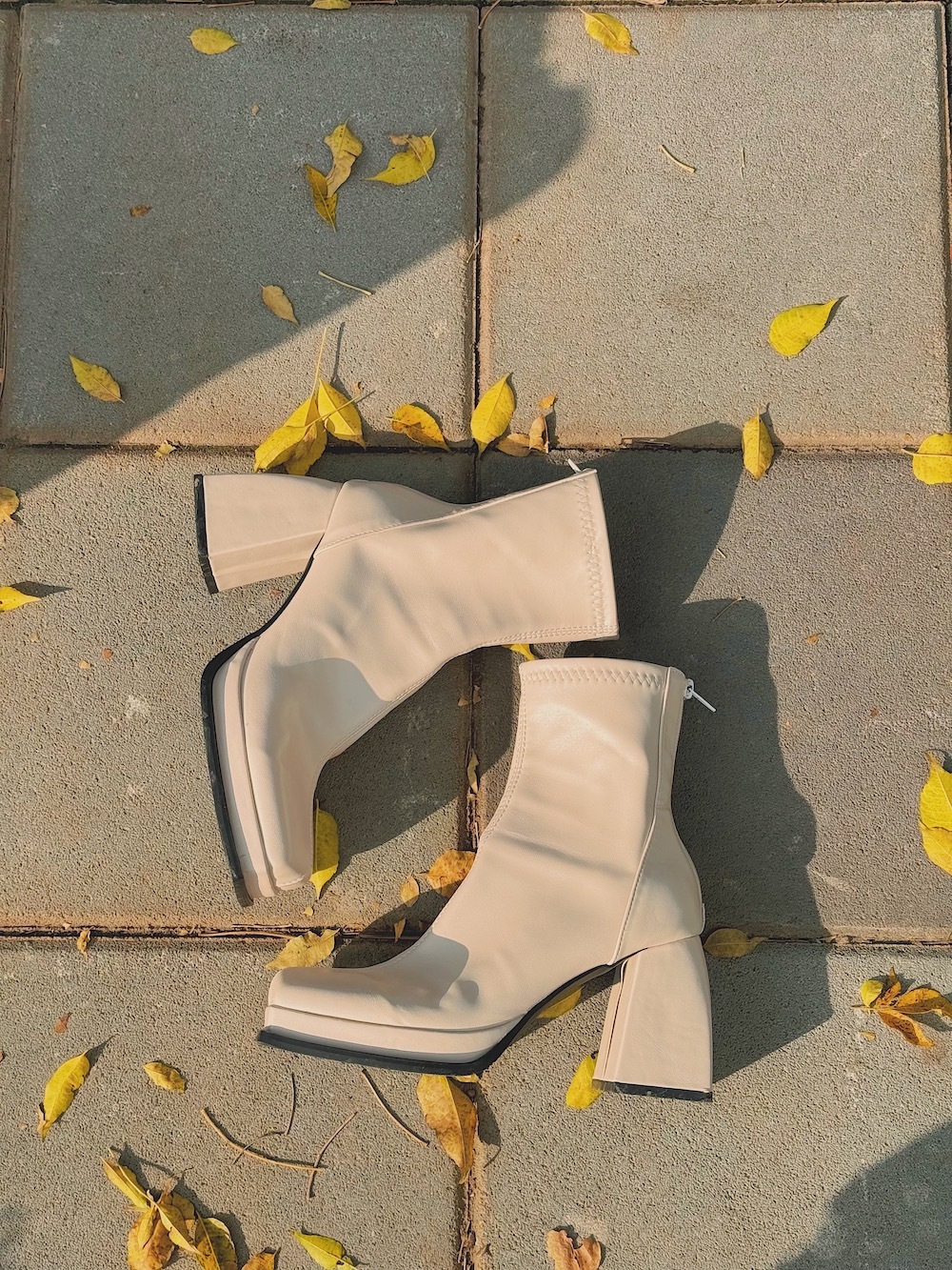 美式粗根皮質短靴