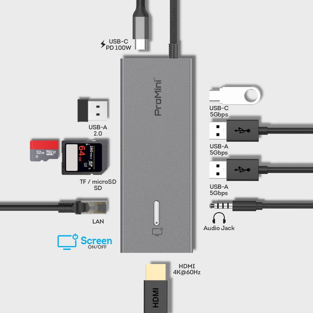 ProMini CH10T 10-in-1 USB-C 擴展器