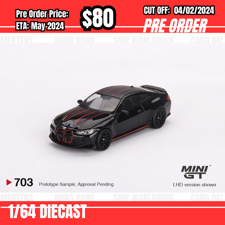 PO-$80 * Mini GT * 1:64 #703 BMW M4 CSL  Black Sapphire  RHD [OD22/01]