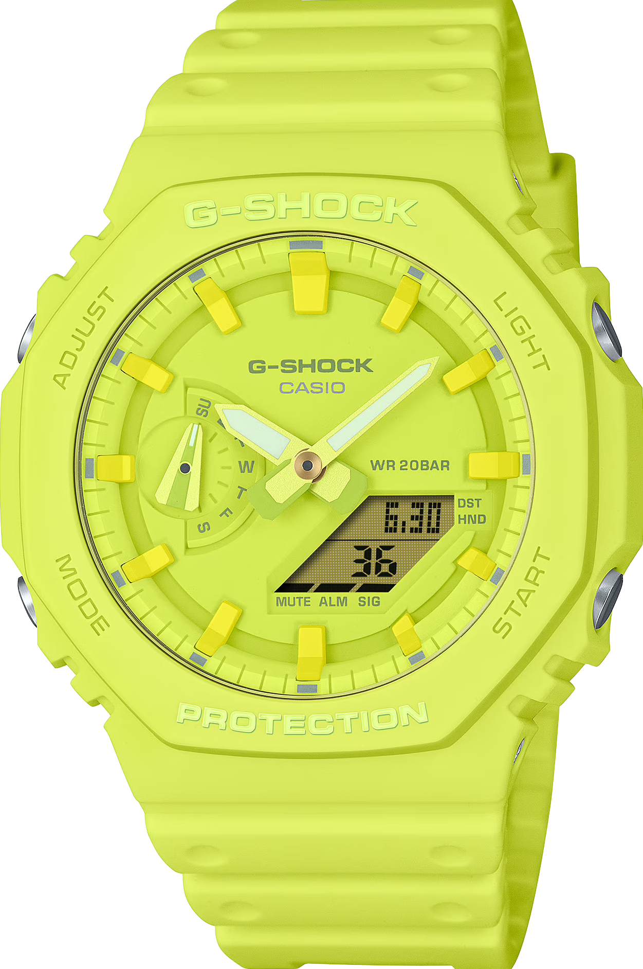 萬年鐘錶 - G-SHOCK  單色美學霓光色系八角錶殼系列電子錶  GA-2100-9A9  錶徑 : 45.4 mm