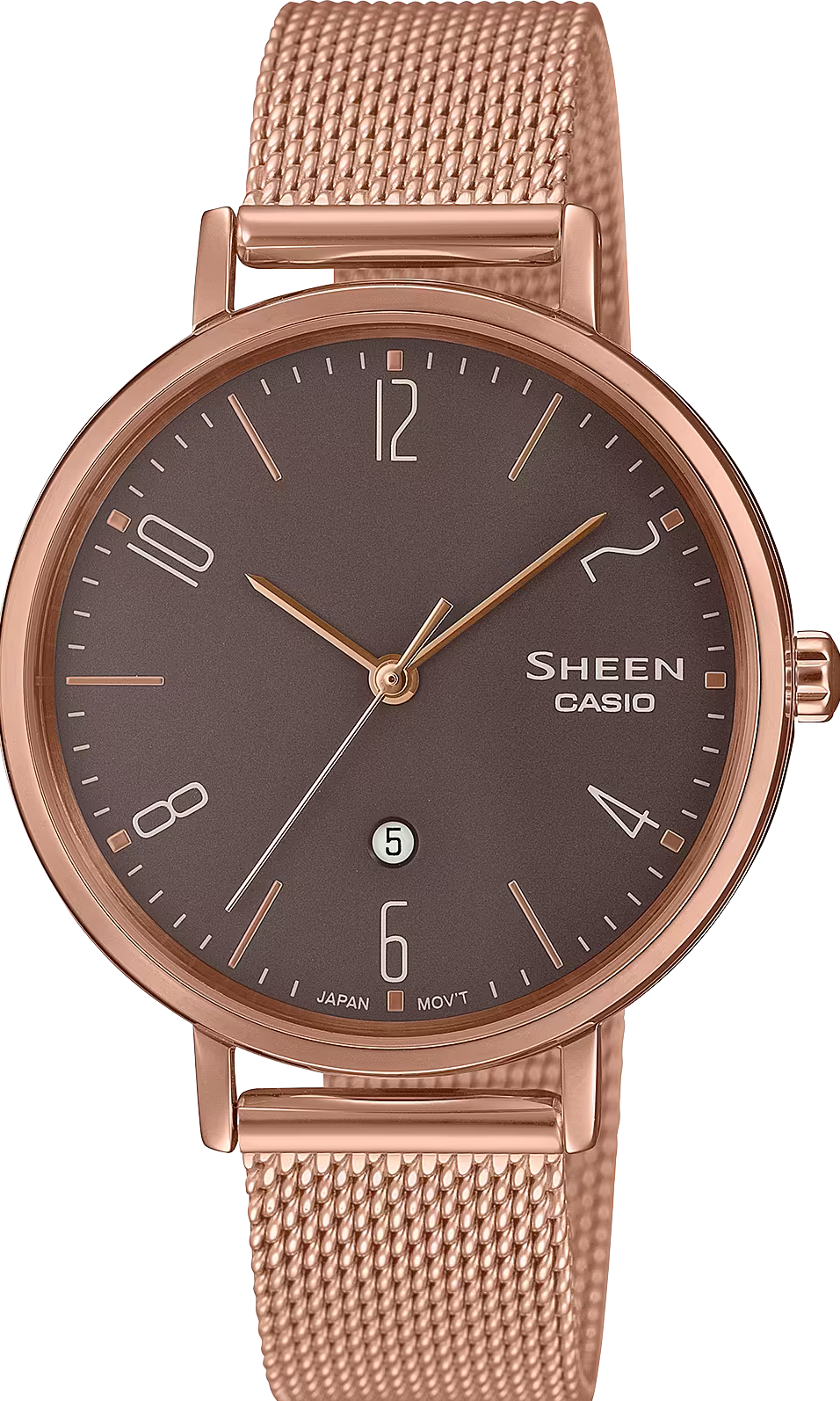 萬年鐘錶 - CASIO  Sheen 系列  簡單俐落數字款玫瑰金米蘭錶帶女錶 SHE-4562PGM-5A 錶徑34MM