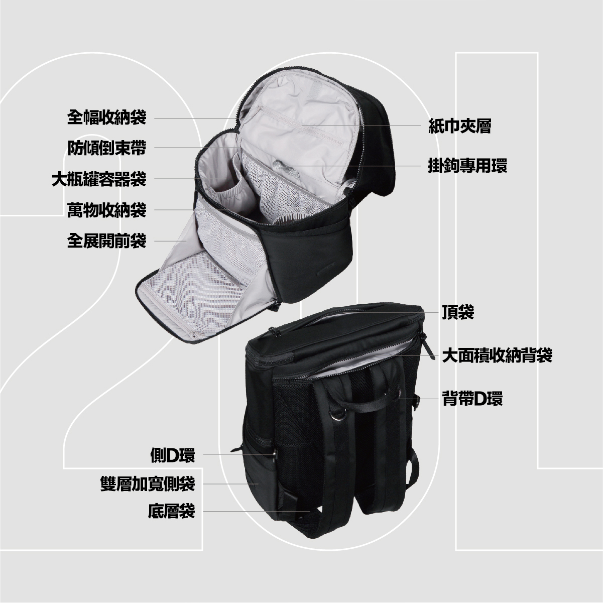煙波┃Dauson lab.】SPACEFOLD 20L 時空折疊育兒包- 橄欖灰