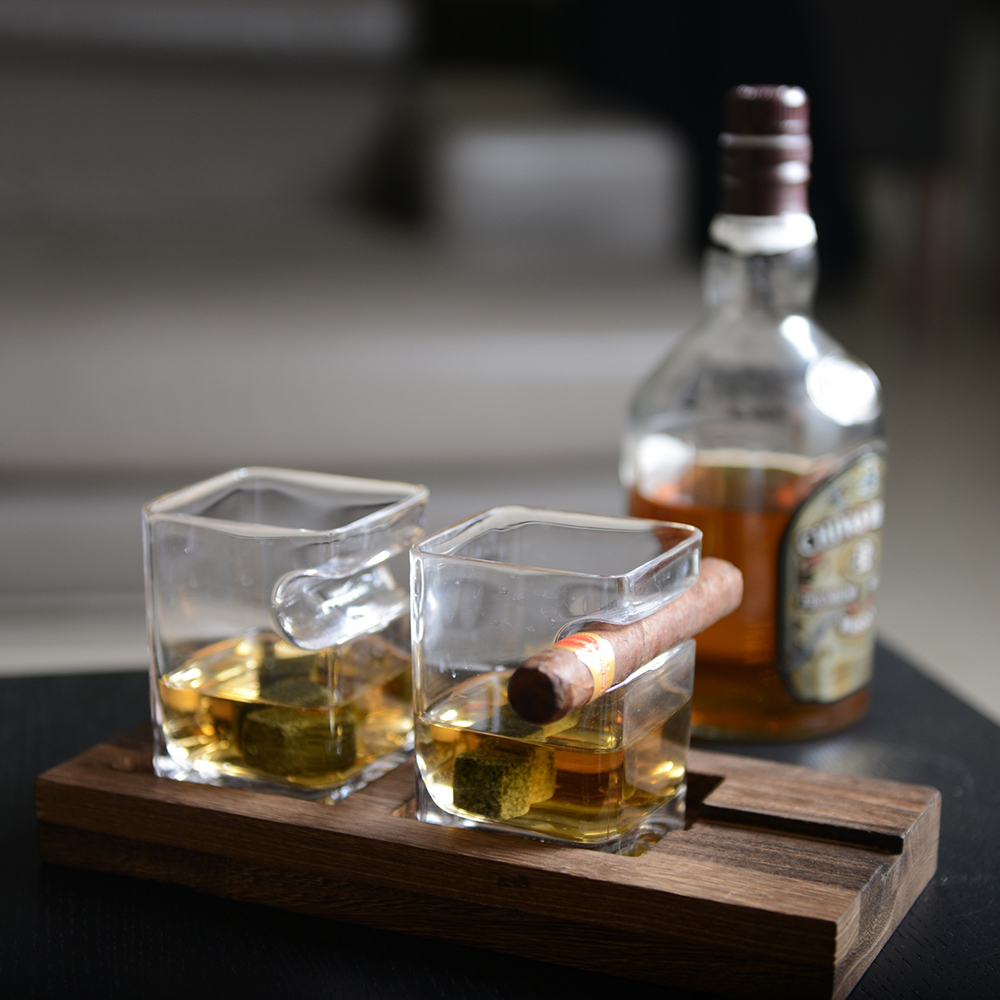 AULICA｜矩形木托盤威士忌套裝組