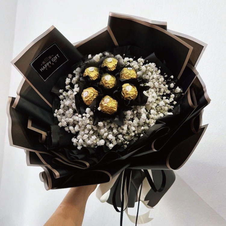 我愛你7朵金莎滿天星小花束,黑色金莎花束