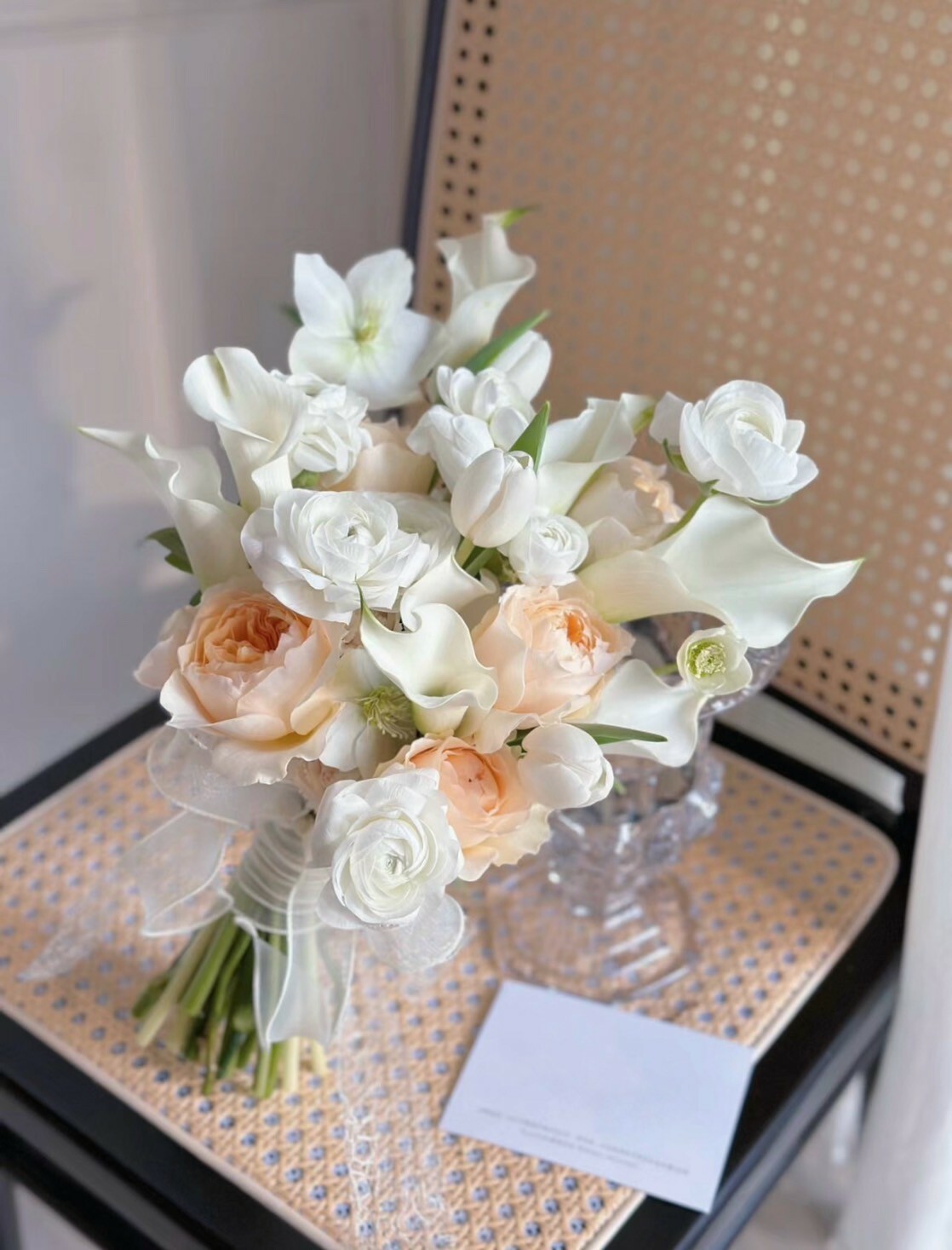 橢圓韓式捧花_橘白