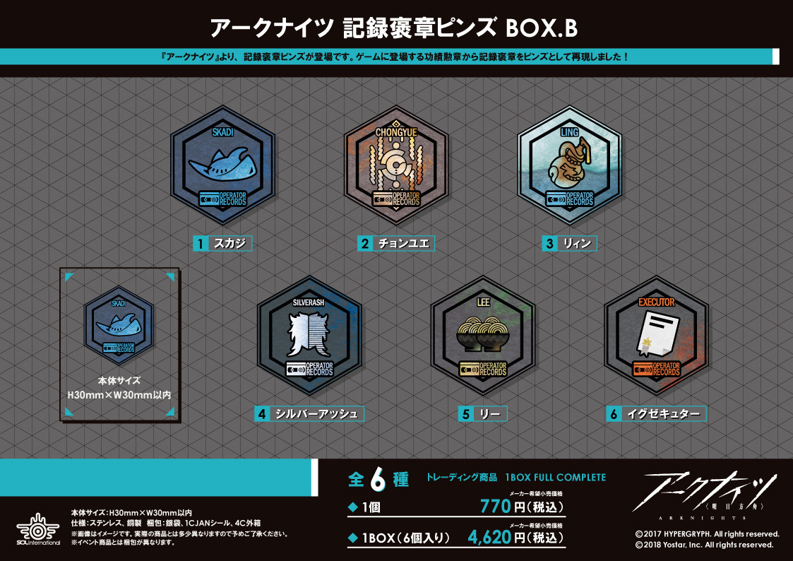 「ACG.GO」「預購」明日方舟 記録褒章金屬徽章SET B
