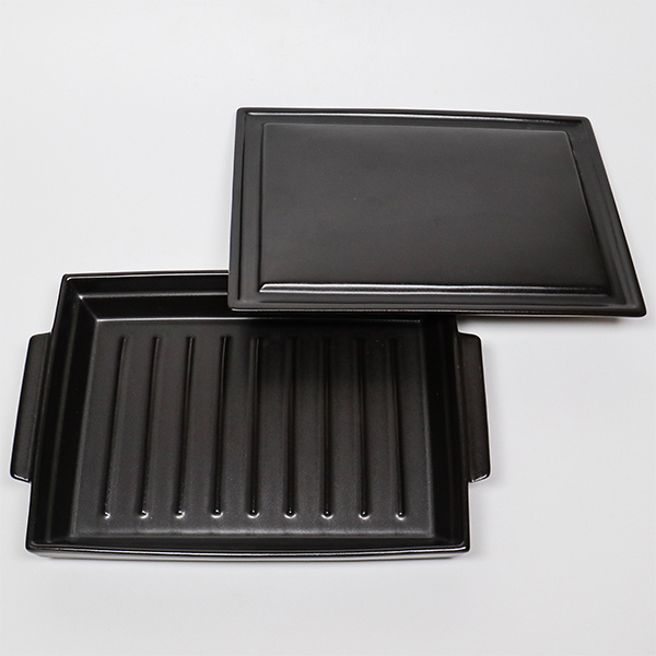 【萬古燒】陶製焗烤盤 黑 附蓋