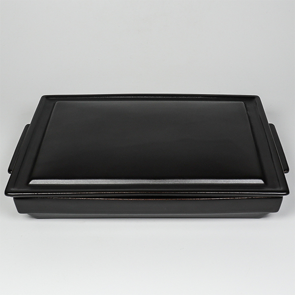 【萬古燒】陶製焗烤盤 黑 附蓋