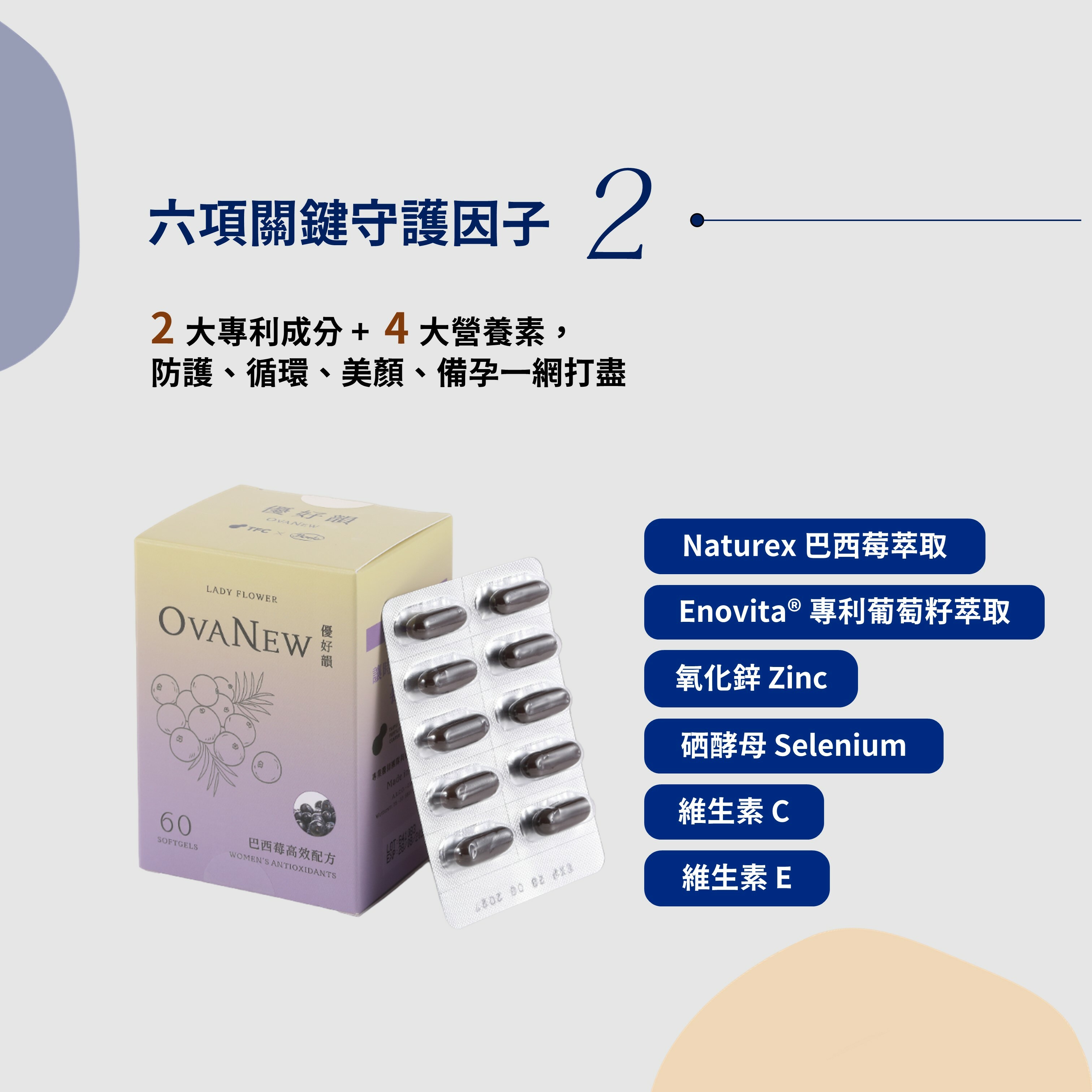 巴西莓高效配方, 6大專利抗氧化配方,高濃度生命之果巴西莓與葡萄籽萃取,